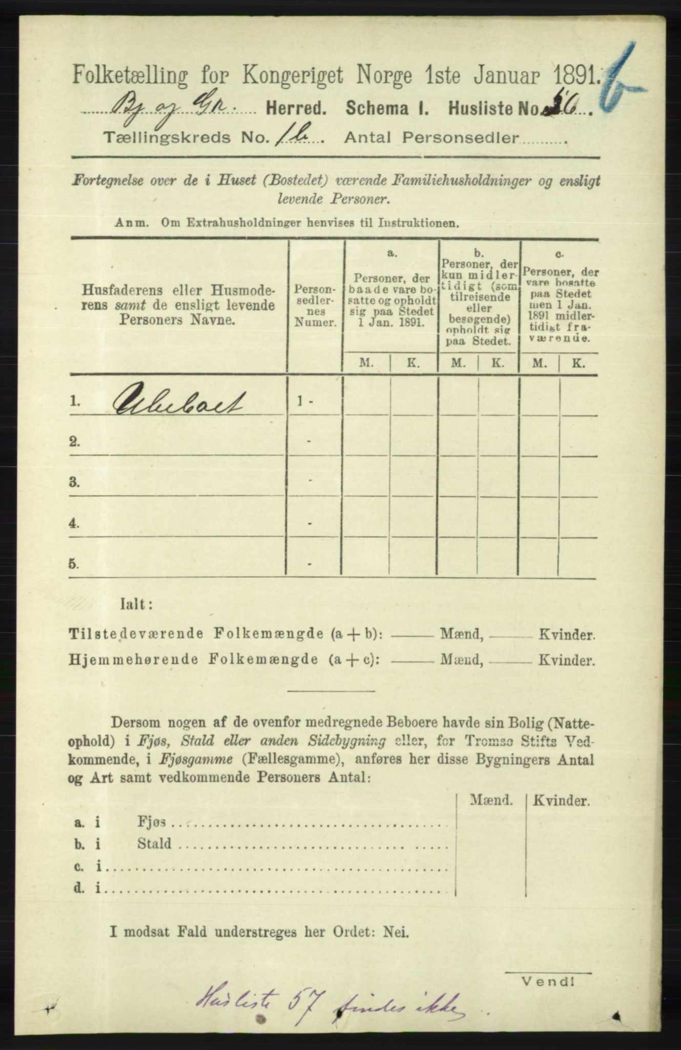 RA, 1891 census for 1024 Bjelland og Grindheim, 1891, p. 770