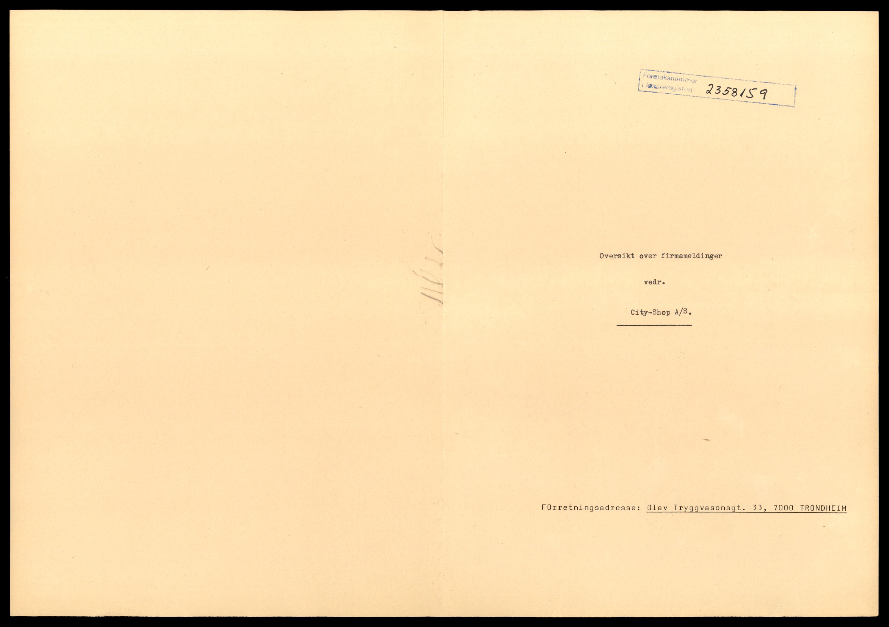 Trondheim byfogd, AV/SAT-A-0003/2/J/Jd/Jda/L0012: Bilag, aksjeselskap, Cit-Dat, 1944-1990, p. 3