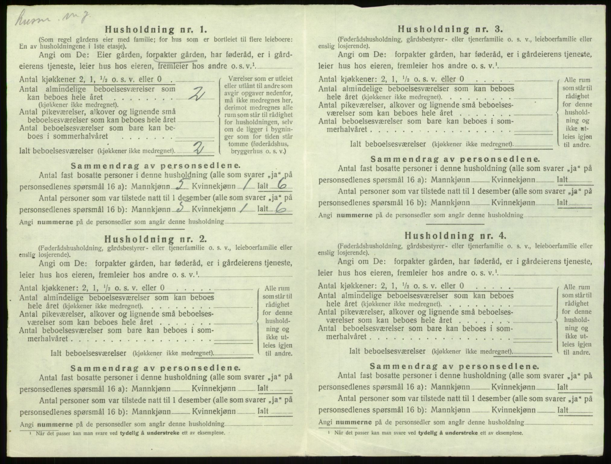 SAB, 1920 census for Årdal, 1920, p. 91