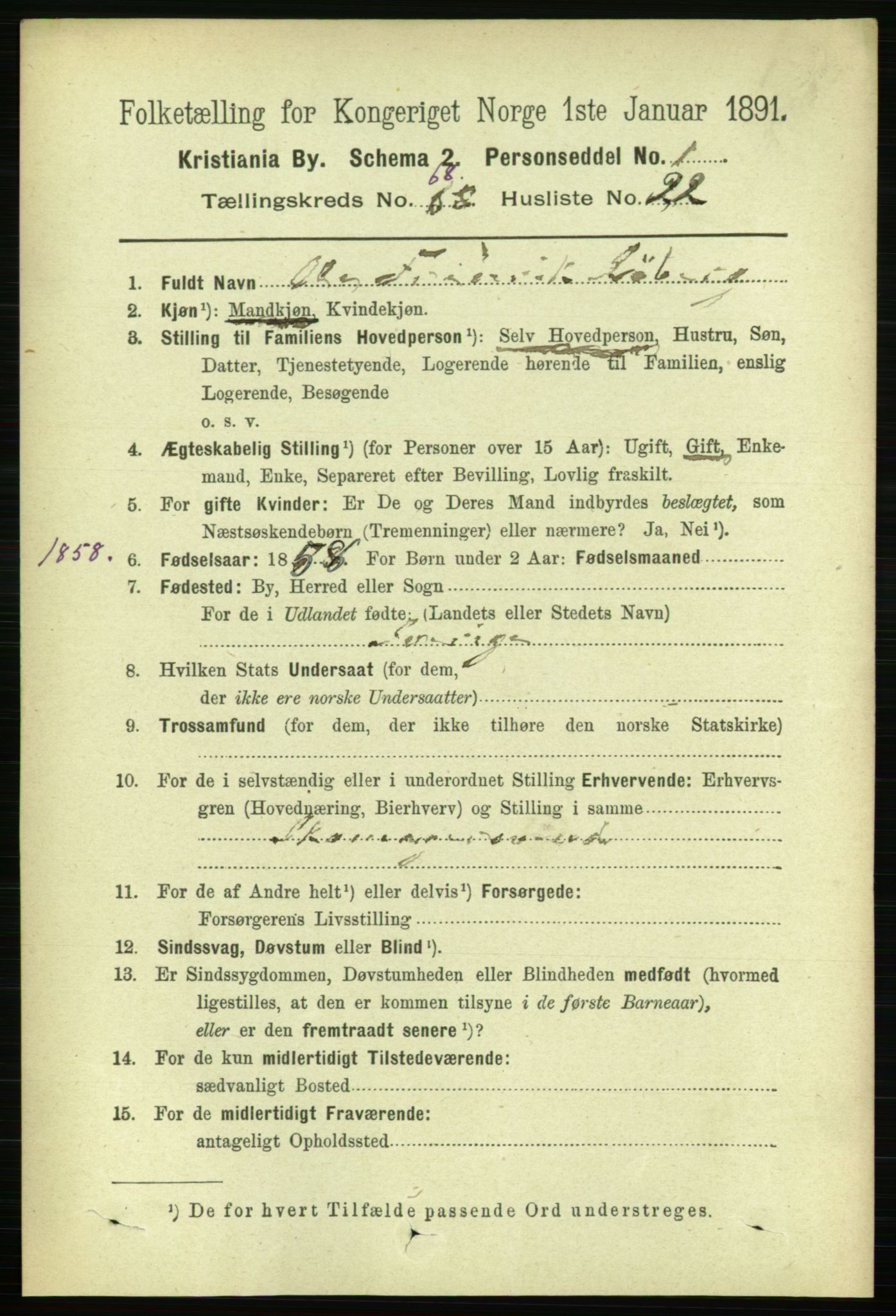 RA, 1891 census for 0301 Kristiania, 1891, p. 37678