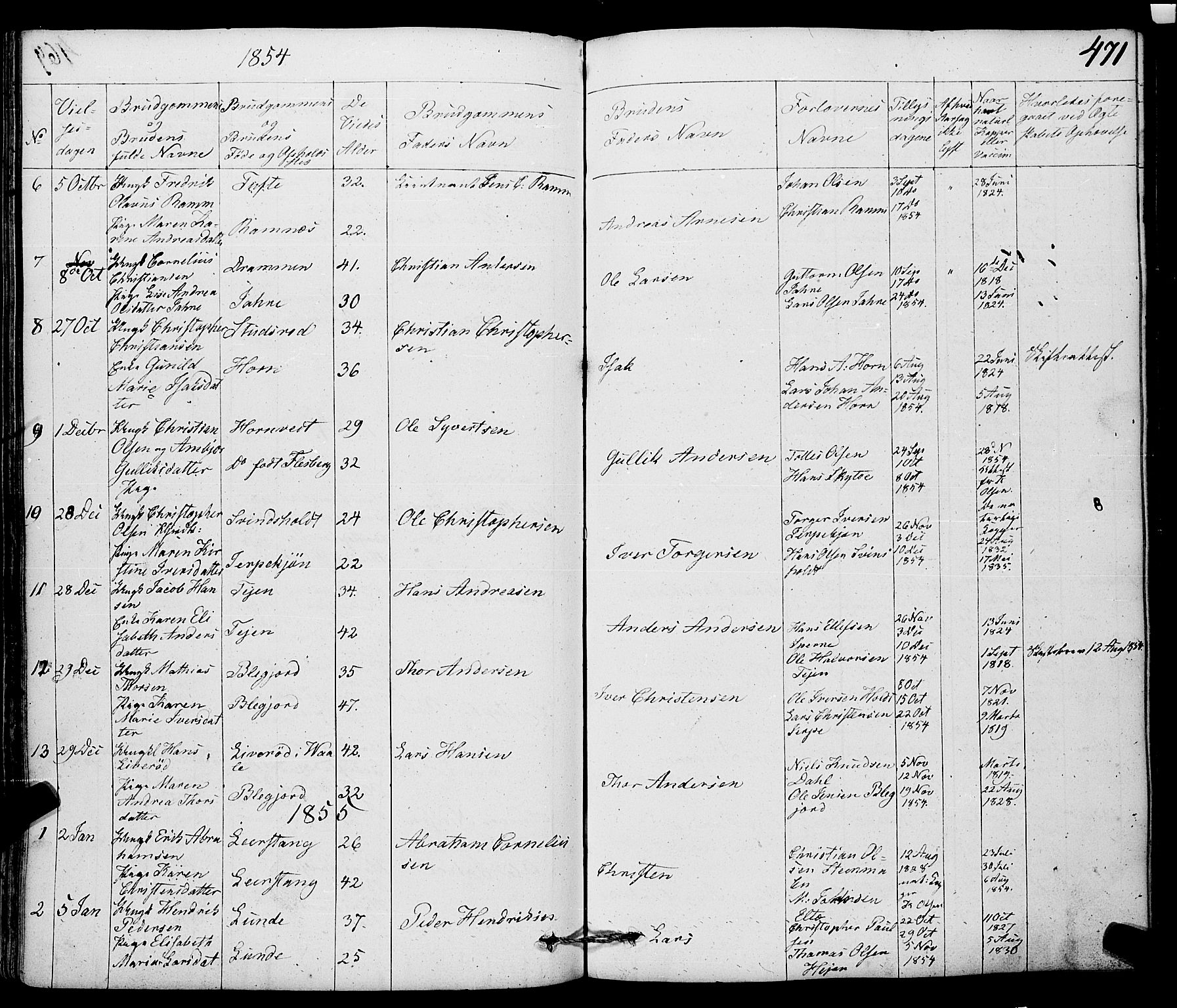 Ramnes kirkebøker, AV/SAKO-A-314/F/Fa/L0005: Parish register (official) no. I 5, 1841-1861, p. 470-471