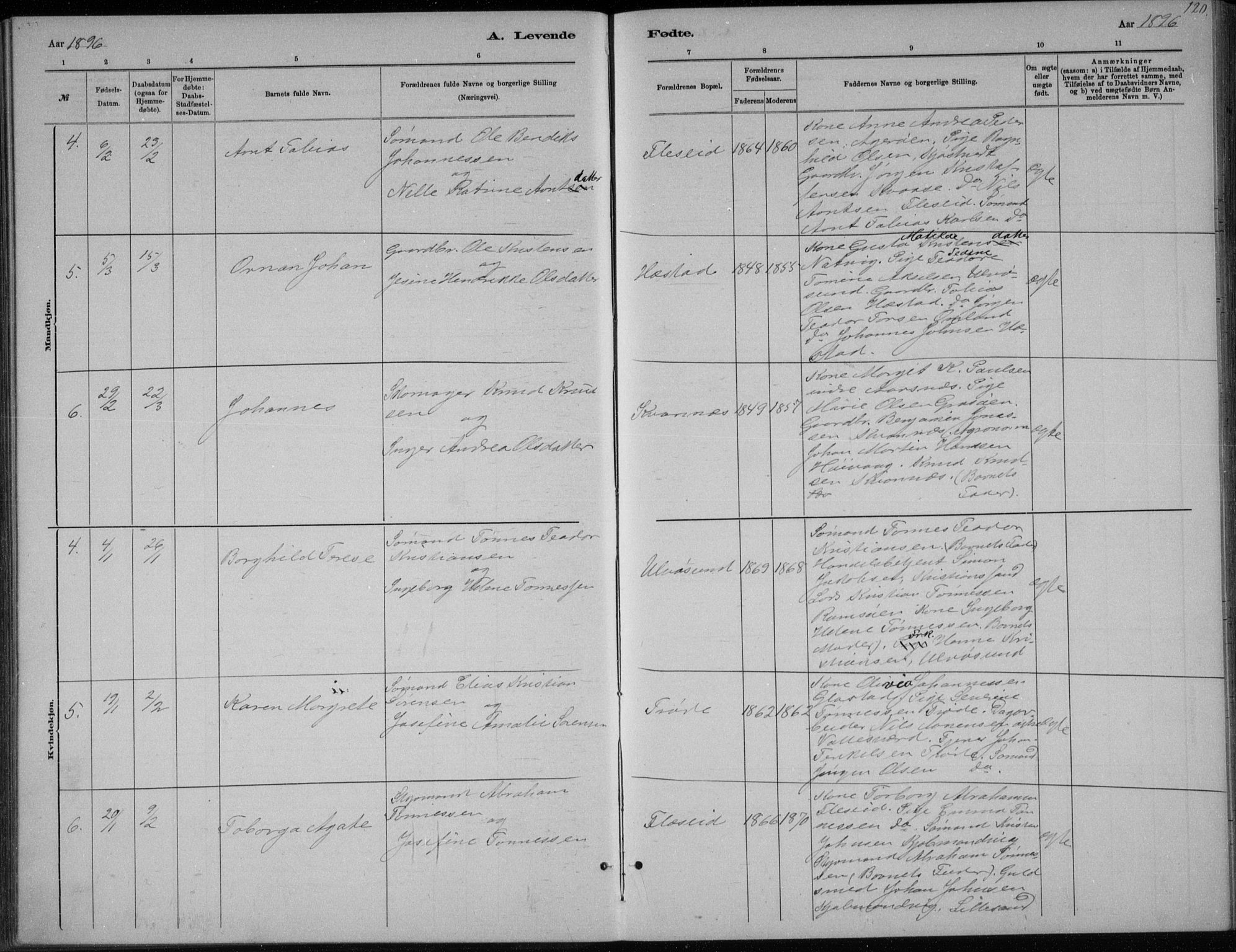 Høvåg sokneprestkontor, SAK/1111-0025/F/Fb/L0004: Parish register (copy) no. B 4, 1883-1898, p. 120