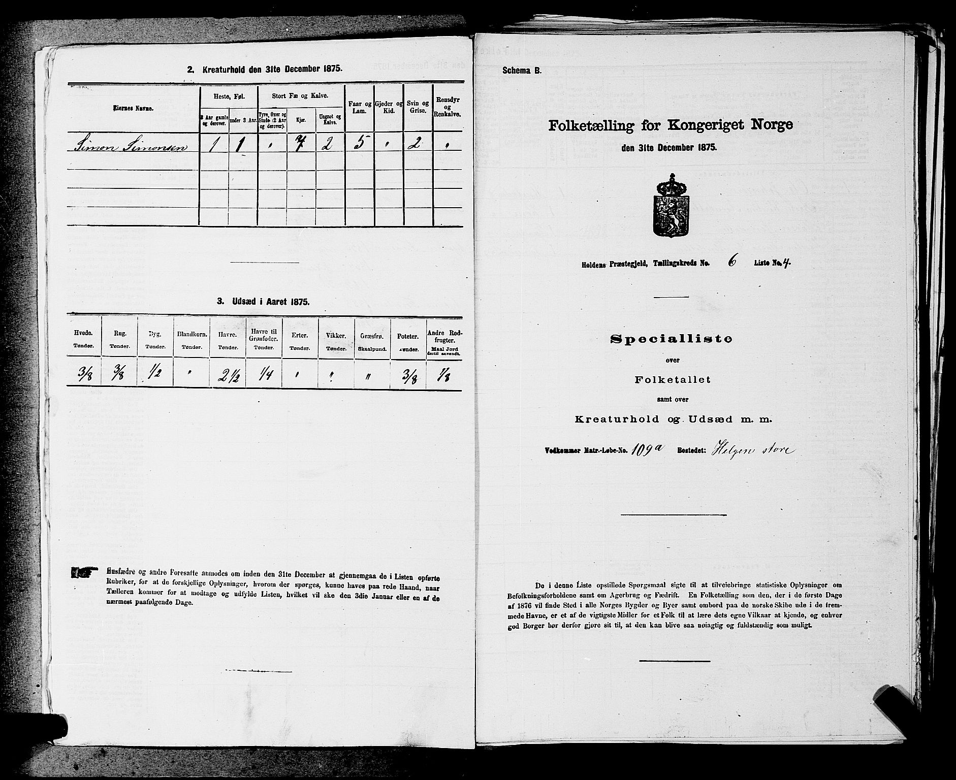 SAKO, 1875 census for 0819P Holla, 1875, p. 709