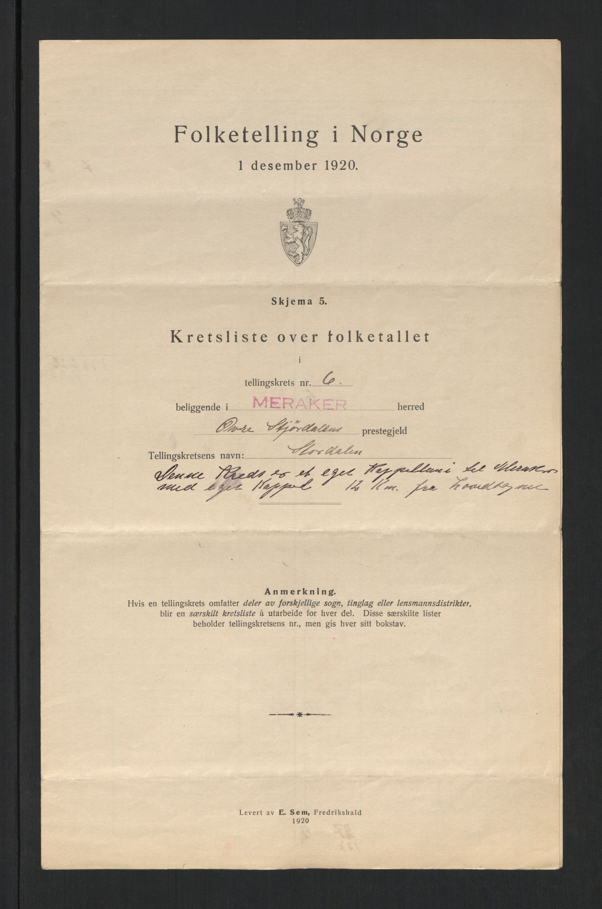 SAT, 1920 census for Meråker, 1920, p. 26