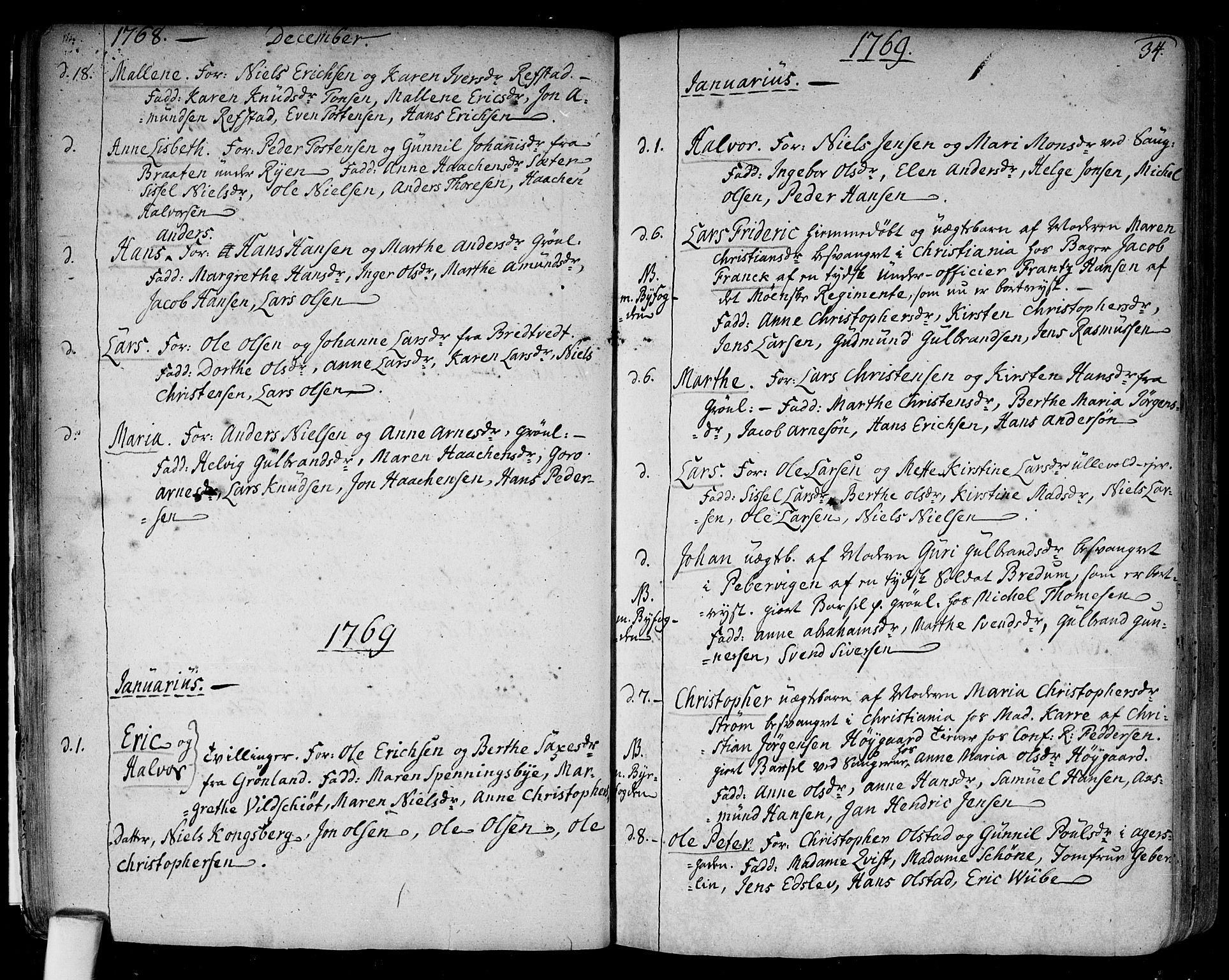 Aker prestekontor kirkebøker, SAO/A-10861/F/L0009: Parish register (official) no. 9, 1765-1785, p. 34