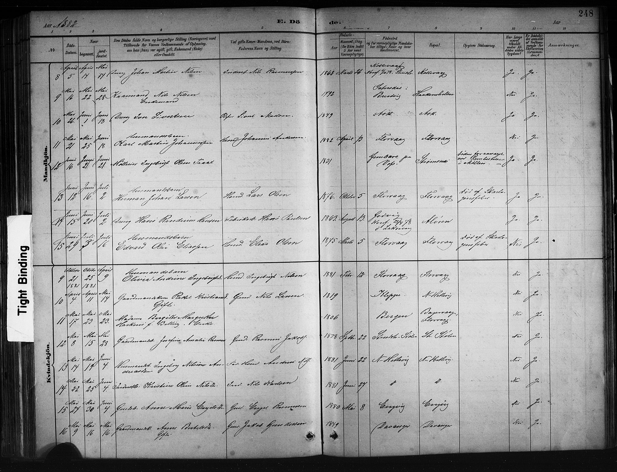 Askøy Sokneprestembete, SAB/A-74101/H/Ha/Hab/Haba/L0008: Parish register (copy) no. A 8, 1882-1893, p. 248