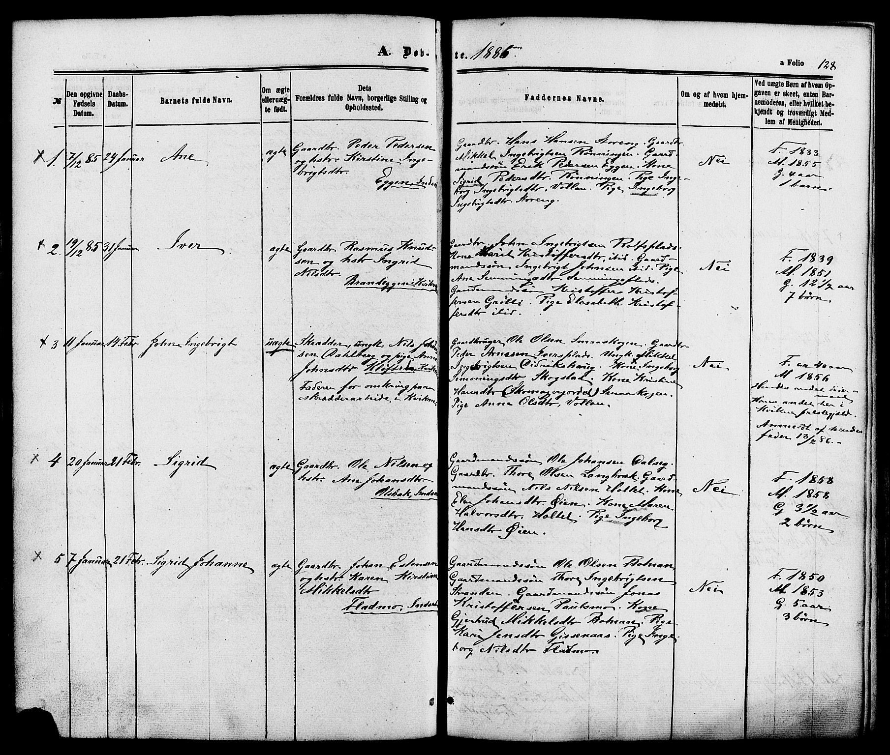 Kvikne prestekontor, SAH/PREST-064/H/Ha/Haa/L0006: Parish register (official) no. 6, 1863-1886, p. 128