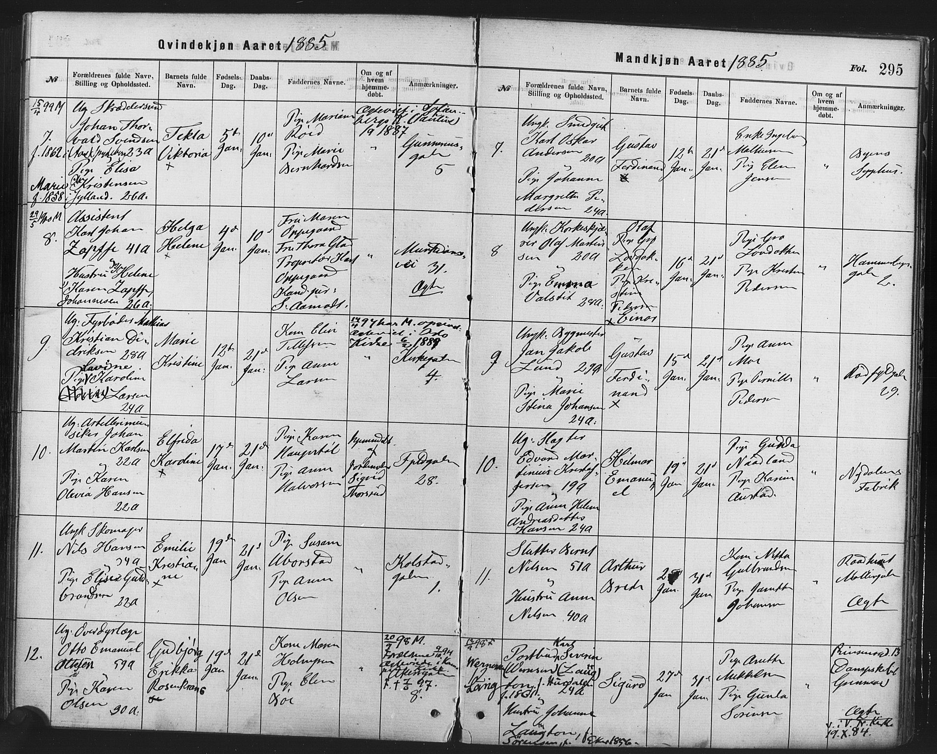 Rikshospitalet prestekontor Kirkebøker, AV/SAO-A-10309b/F/L0006: Parish register (official) no. 6, 1871-1885, p. 295