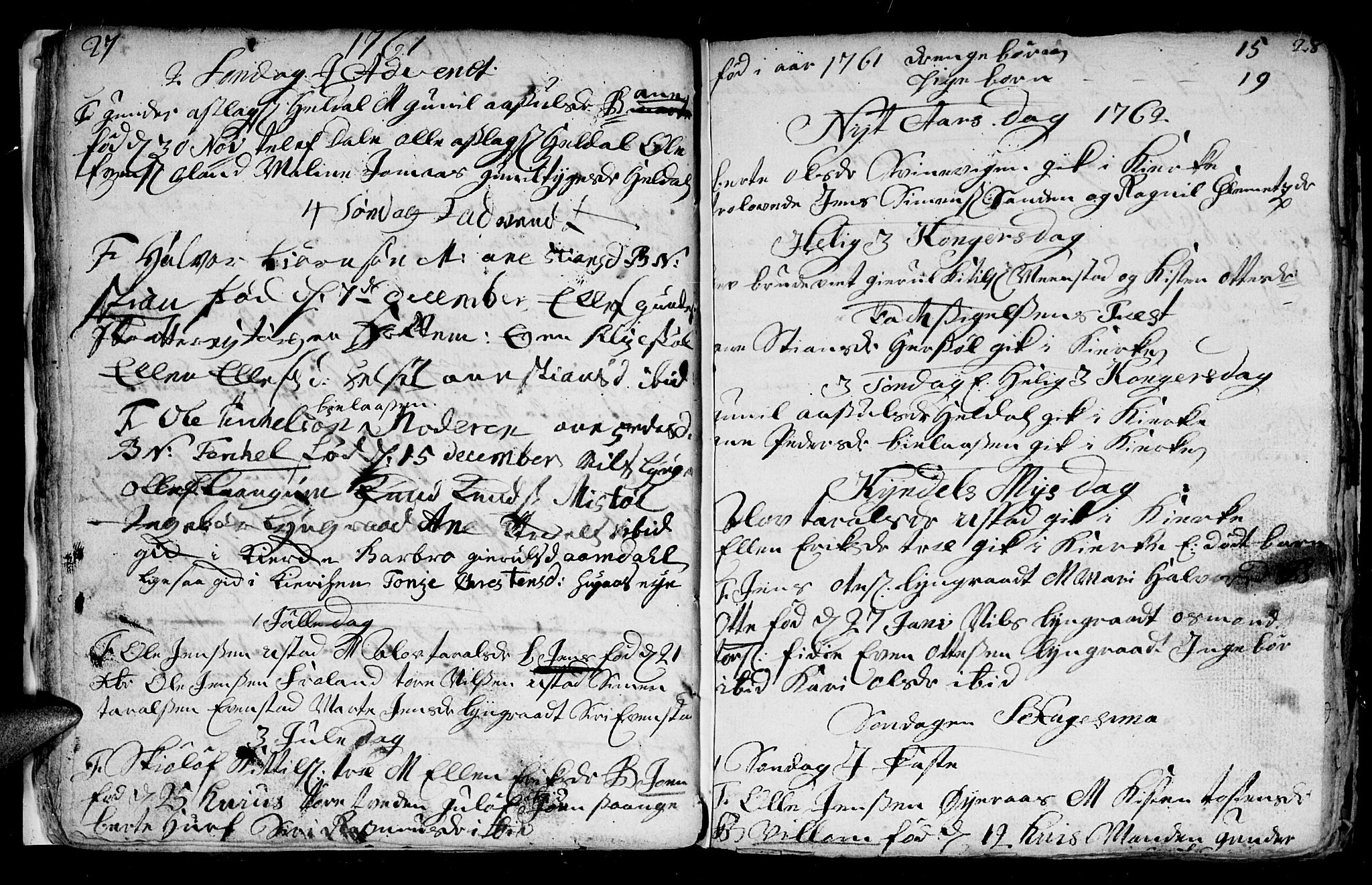 Froland sokneprestkontor, SAK/1111-0013/F/Fb/L0003: Parish register (copy) no. B 3, 1759-1776, p. 27-28