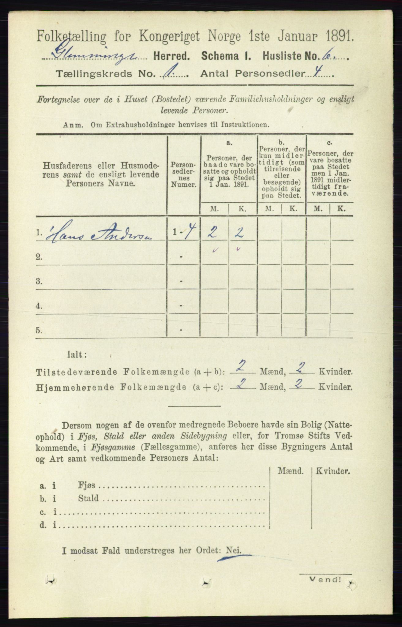 RA, 1891 census for 0132 Glemmen, 1891, p. 50