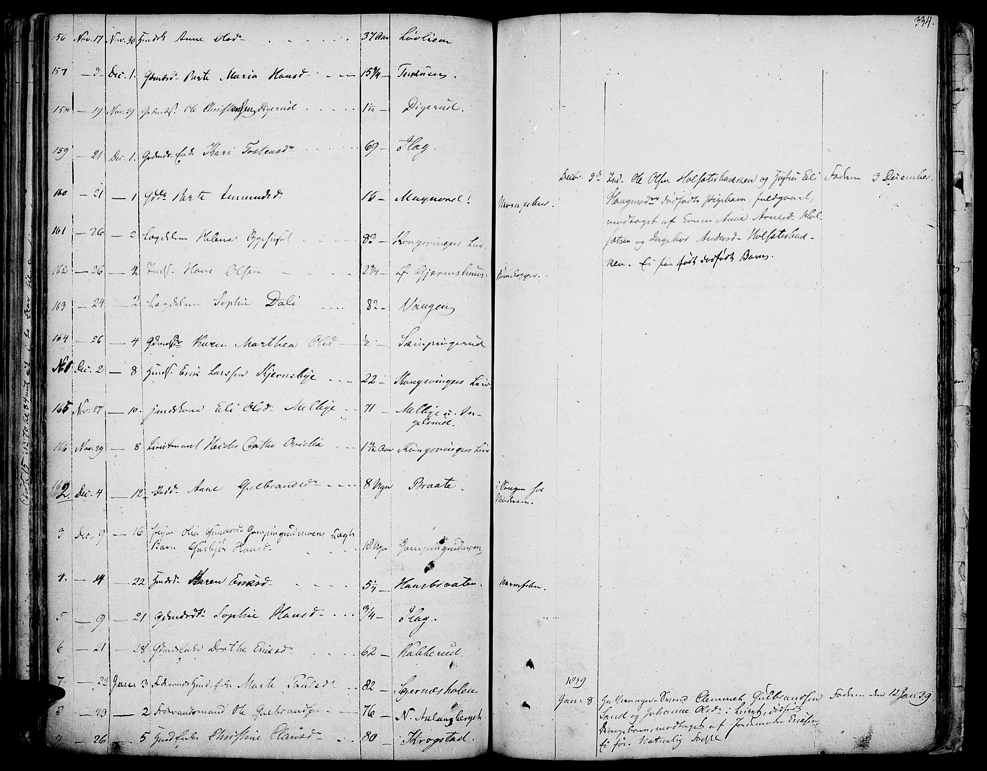 Vinger prestekontor, SAH/PREST-024/H/Ha/Haa/L0007: Parish register (official) no. 7, 1826-1839, p. 334