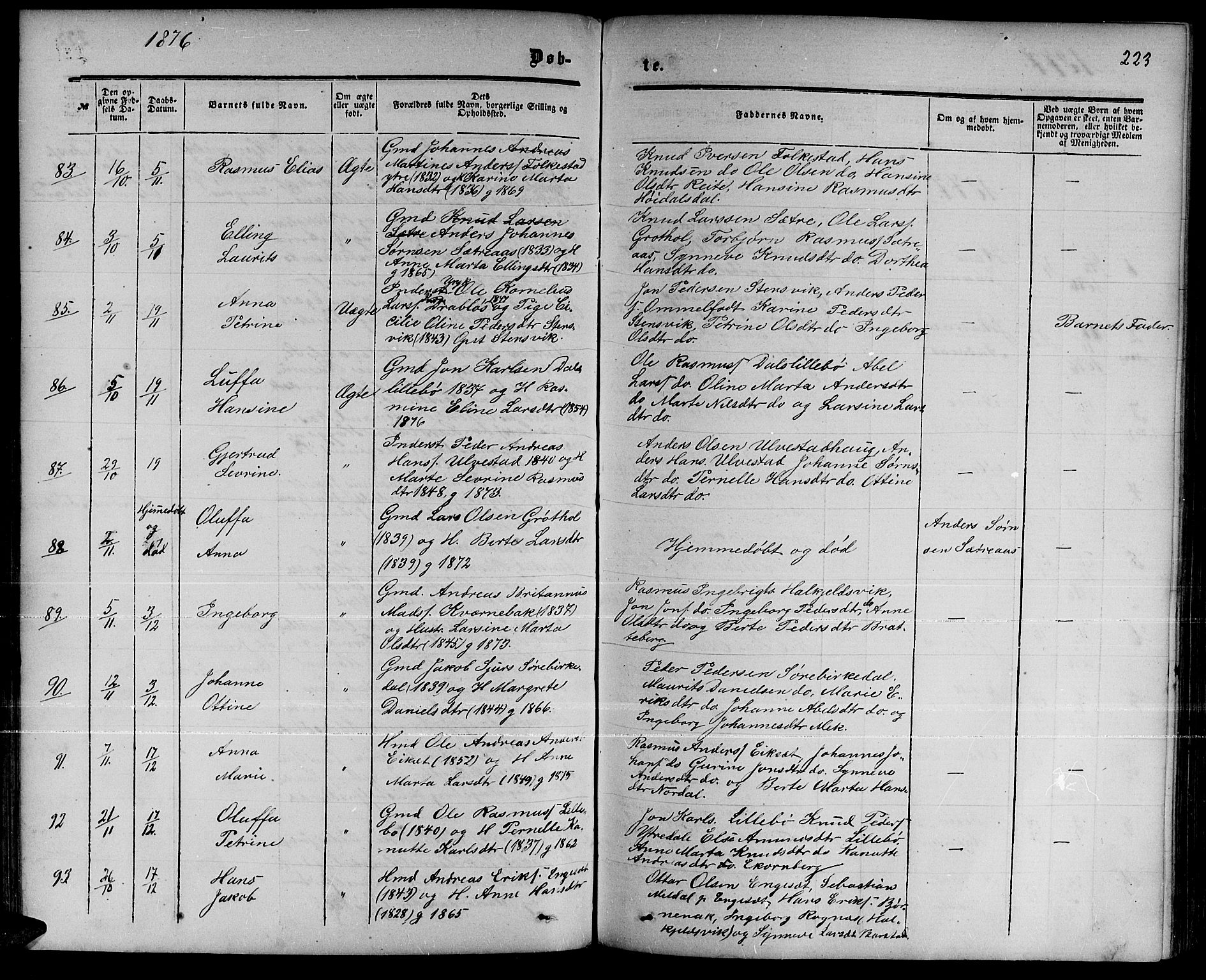 Ministerialprotokoller, klokkerbøker og fødselsregistre - Møre og Romsdal, AV/SAT-A-1454/511/L0157: Parish register (copy) no. 511C03, 1864-1884, p. 223