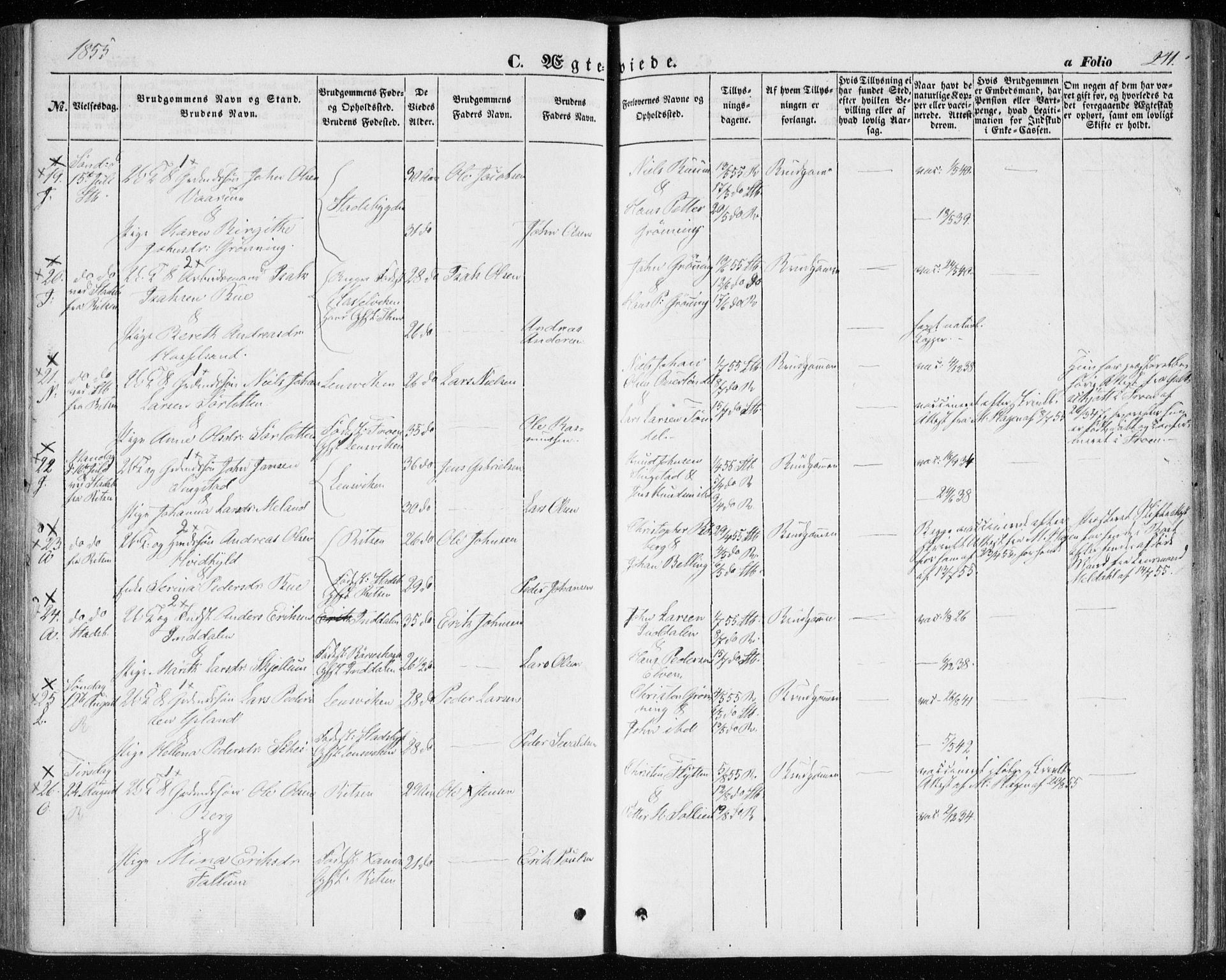 Ministerialprotokoller, klokkerbøker og fødselsregistre - Sør-Trøndelag, AV/SAT-A-1456/646/L0611: Parish register (official) no. 646A09, 1848-1857, p. 241