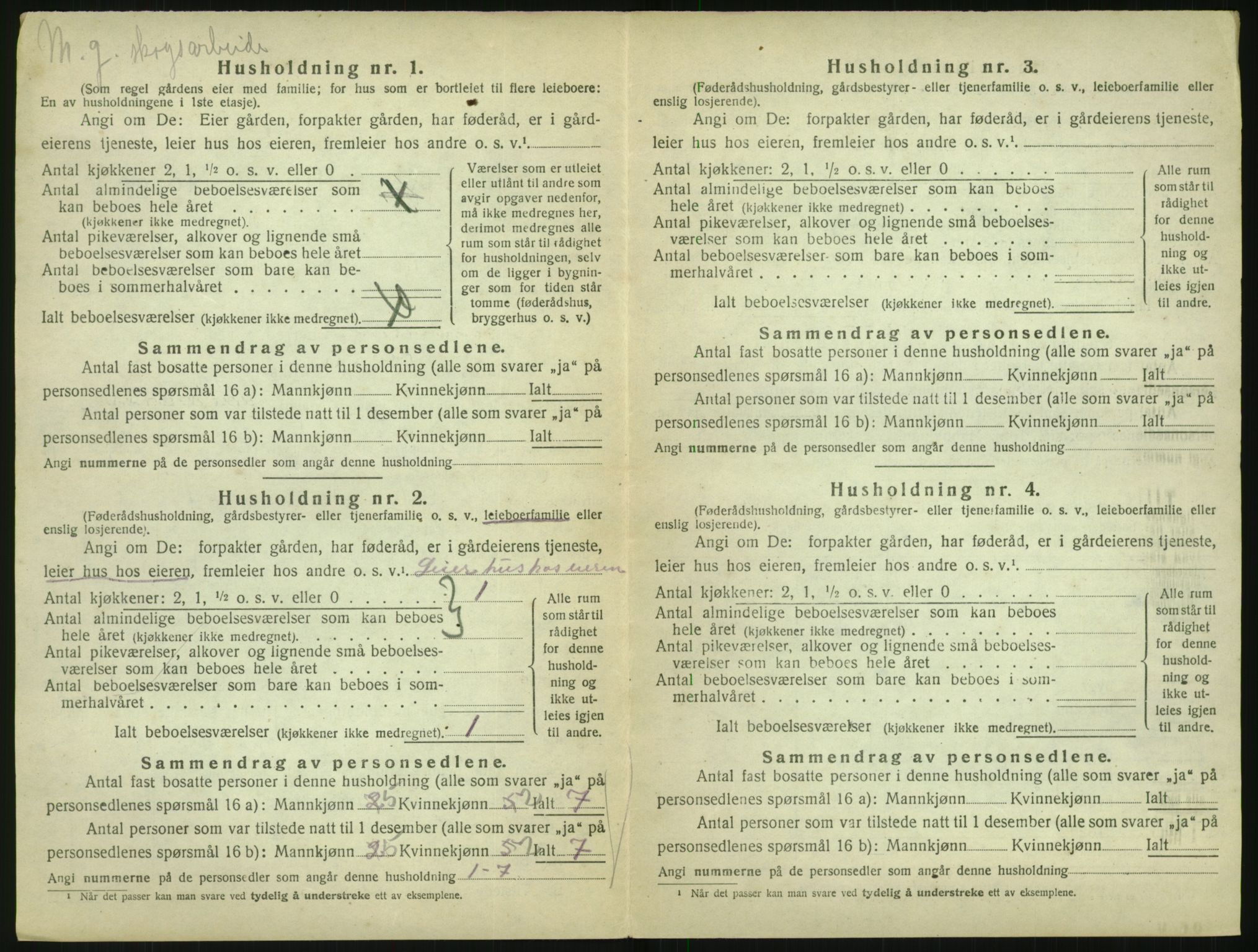 SAK, 1920 census for Vegårshei, 1920, p. 229