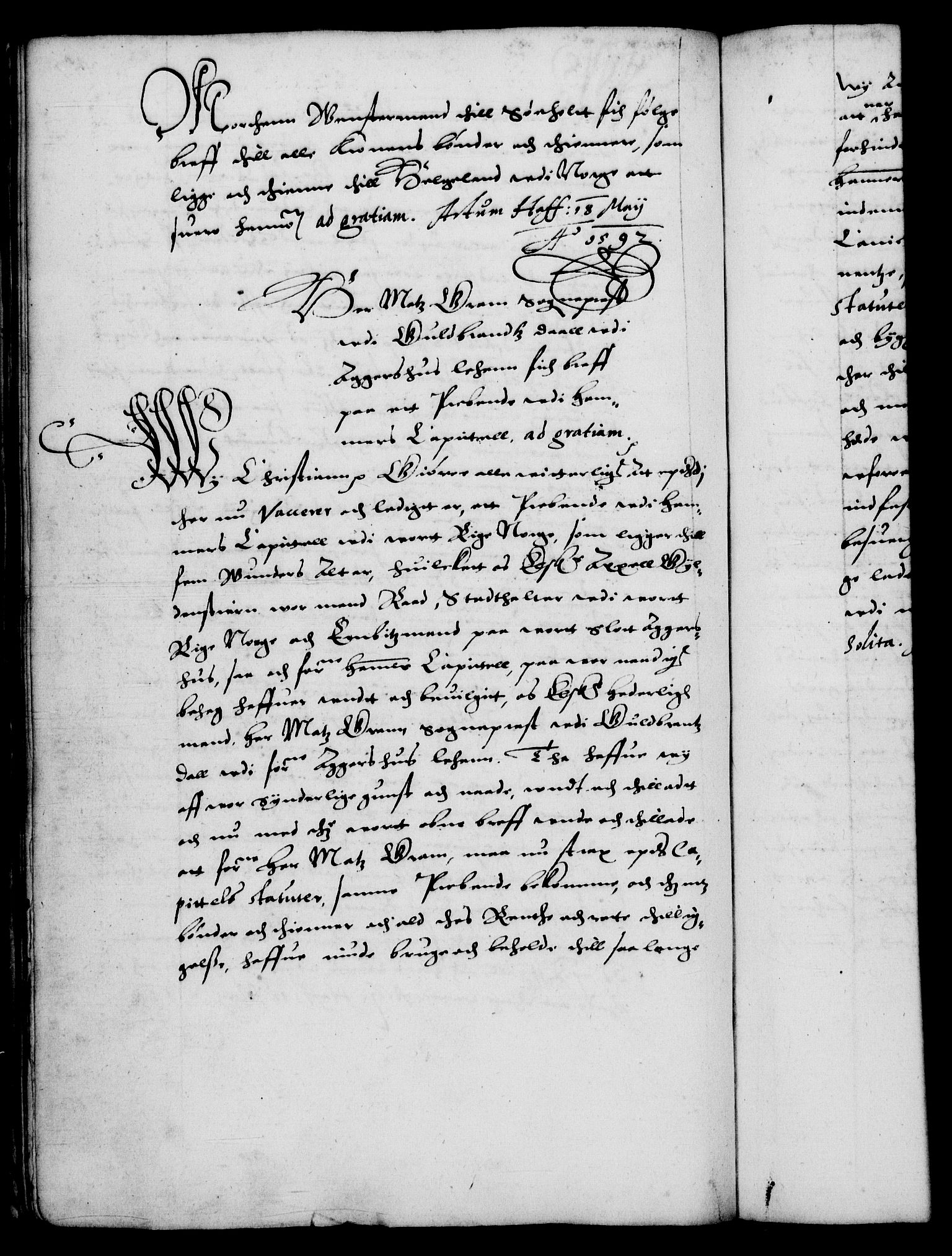 Danske Kanselli 1572-1799, AV/RA-EA-3023/F/Fc/Fca/Fcaa/L0002: Norske registre (mikrofilm), 1588-1596, p. 157b