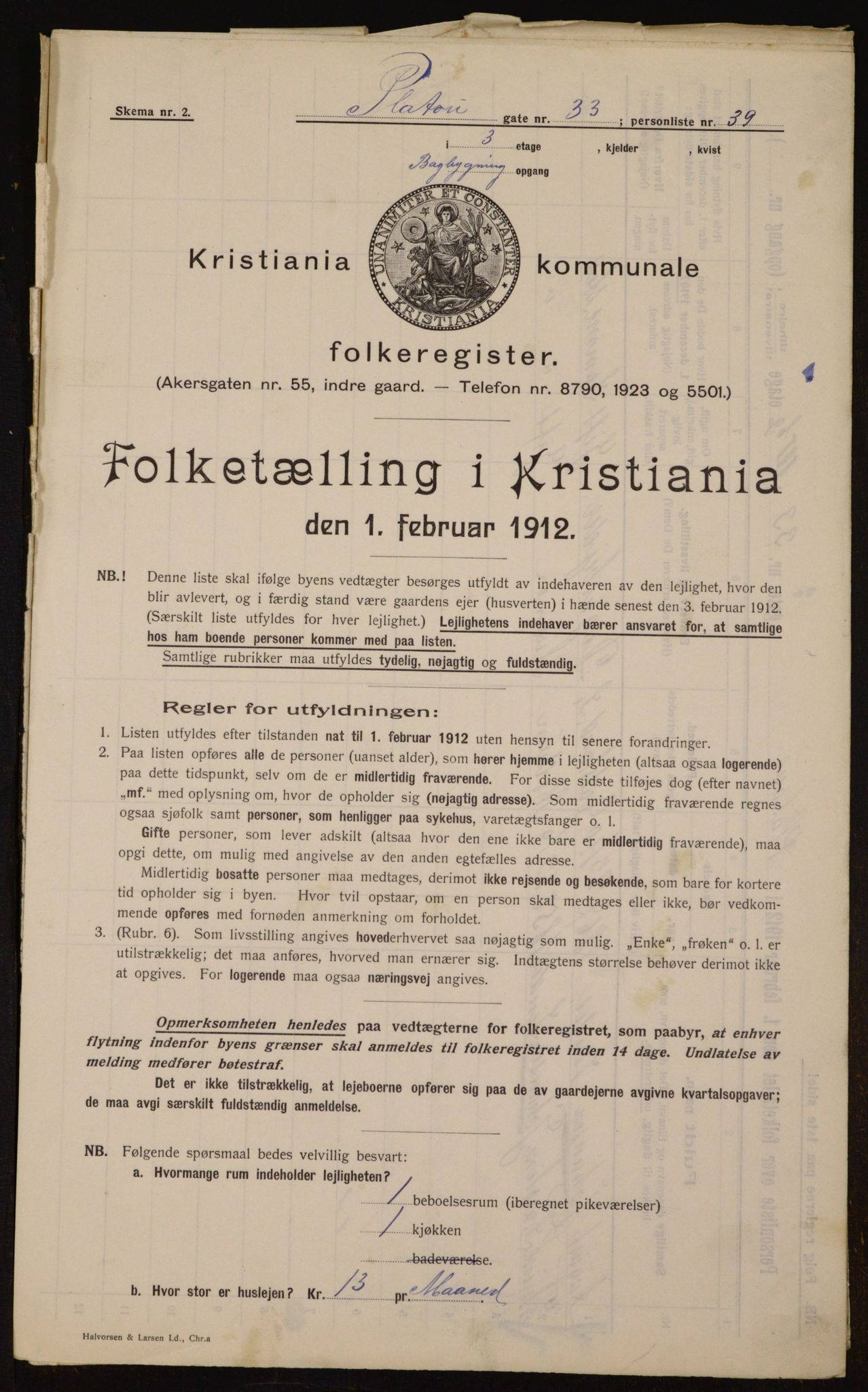 OBA, Municipal Census 1912 for Kristiania, 1912, p. 81370