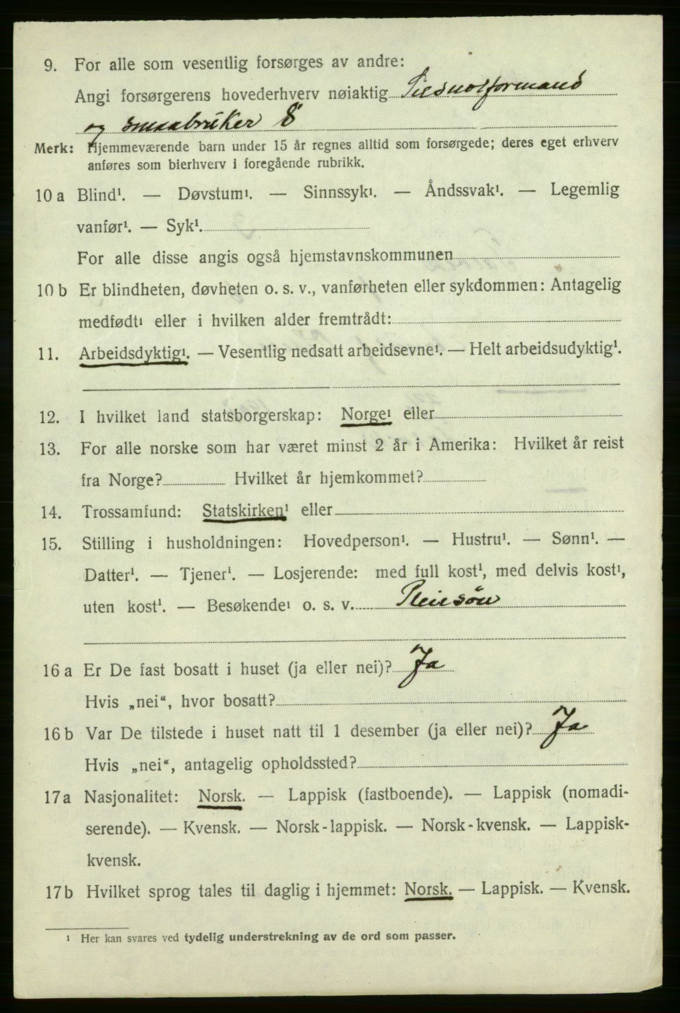 SATØ, 1920 census for Talvik, 1920, p. 1549