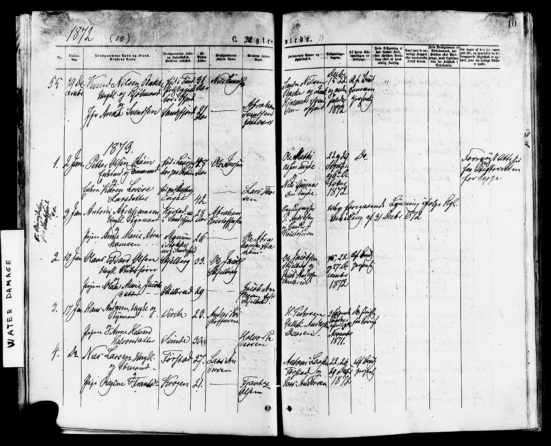 Sandar kirkebøker, SAKO/A-243/F/Fa/L0011: Parish register (official) no. 11, 1872-1882, p. 10