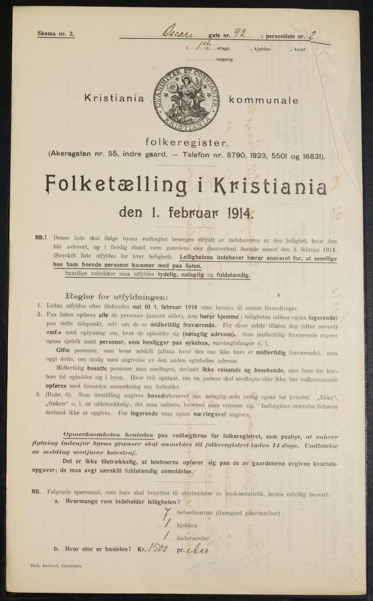 OBA, Municipal Census 1914 for Kristiania, 1914, p. 77006