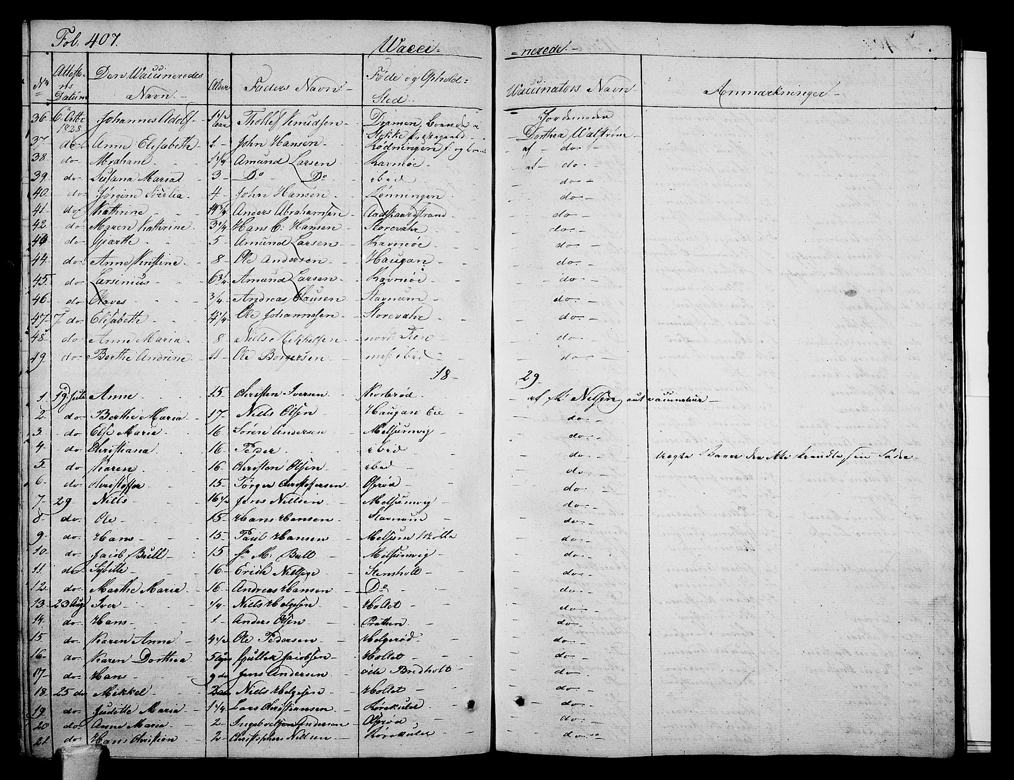 Stokke kirkebøker, AV/SAKO-A-320/F/Fa/L0006: Parish register (official) no. I 6, 1826-1843, p. 407