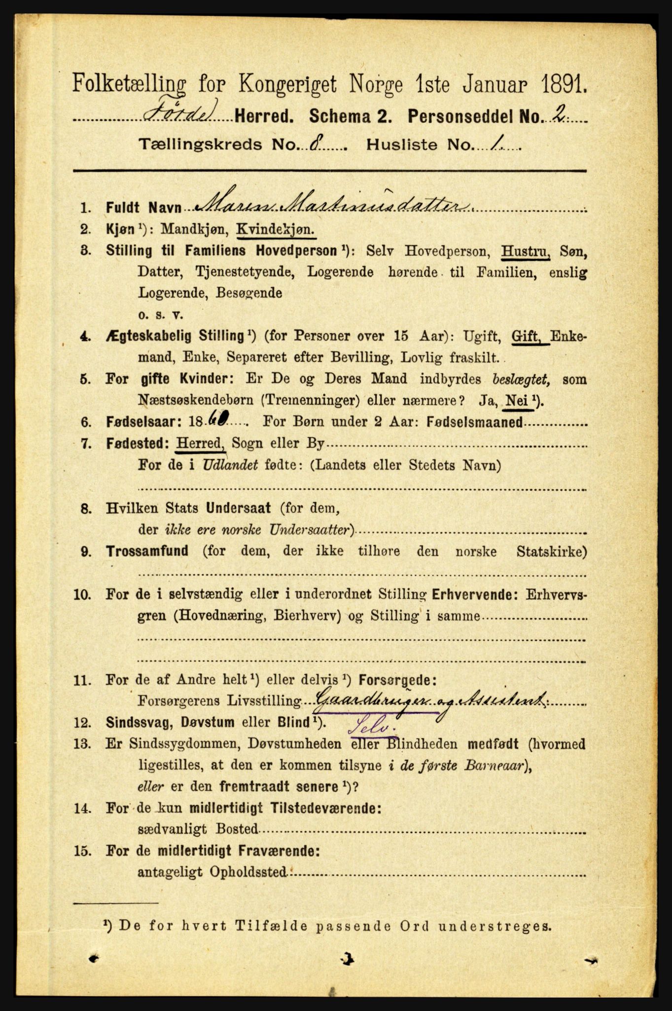 RA, 1891 census for 1432 Førde, 1891, p. 2876