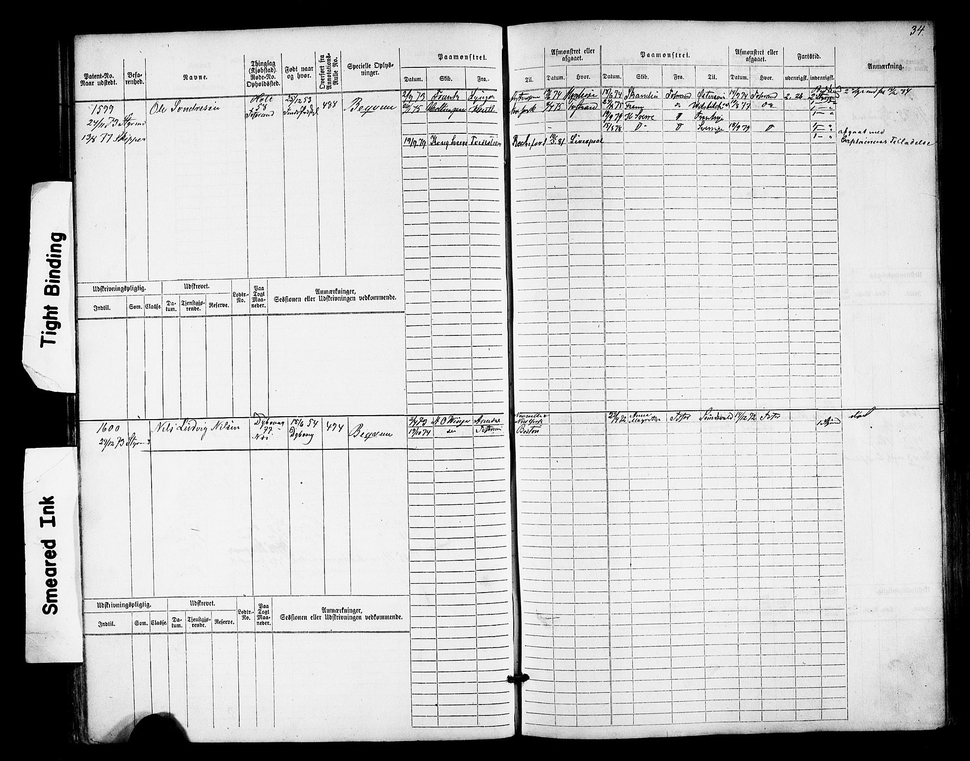 Tvedestrand mønstringskrets, AV/SAK-2031-0011/F/Fb/L0017: Hovedrulle nr 1533-2288, U-33, 1874-1882, p. 35