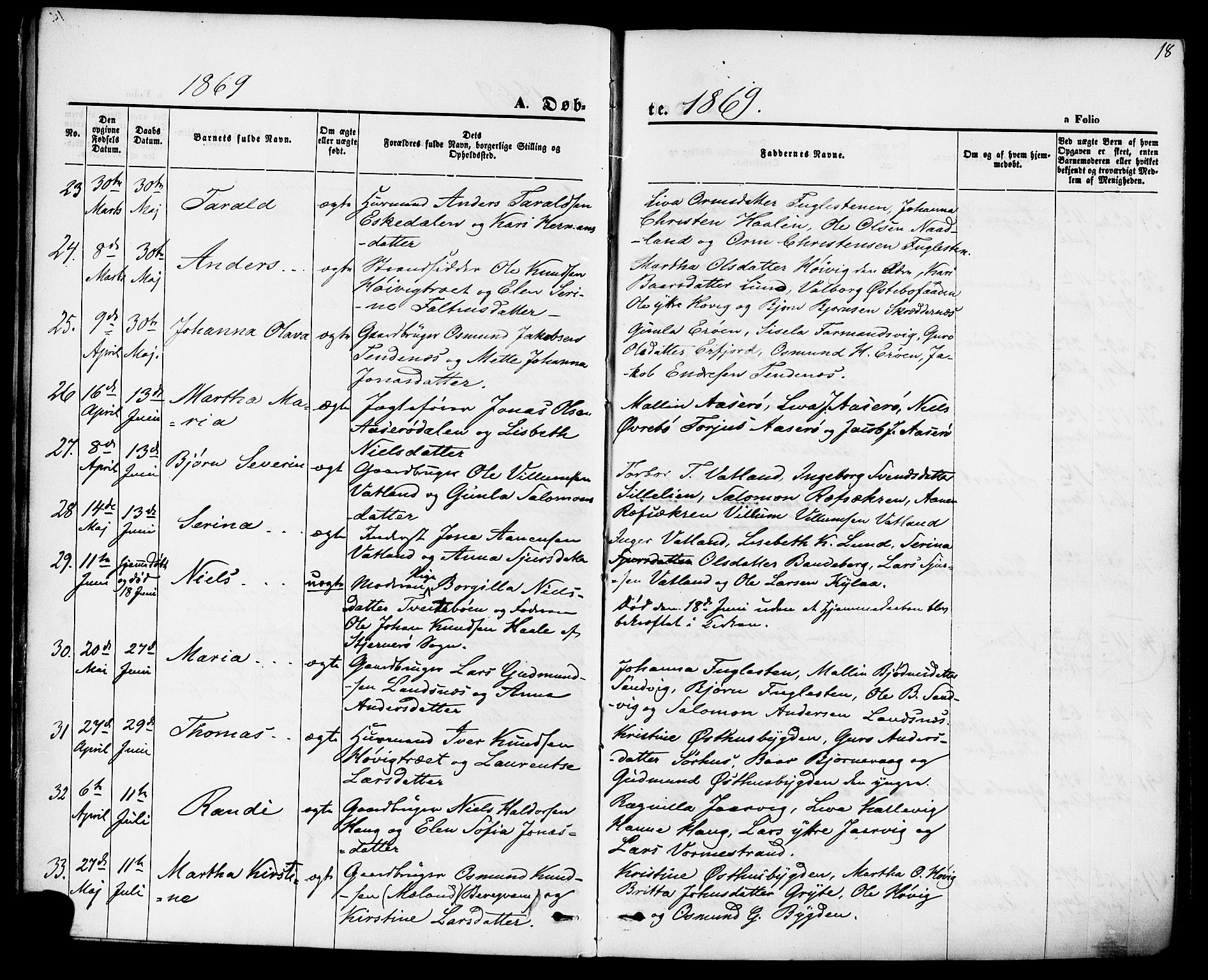 Jelsa sokneprestkontor, AV/SAST-A-101842/01/IV: Parish register (official) no. A 8, 1867-1883, p. 18