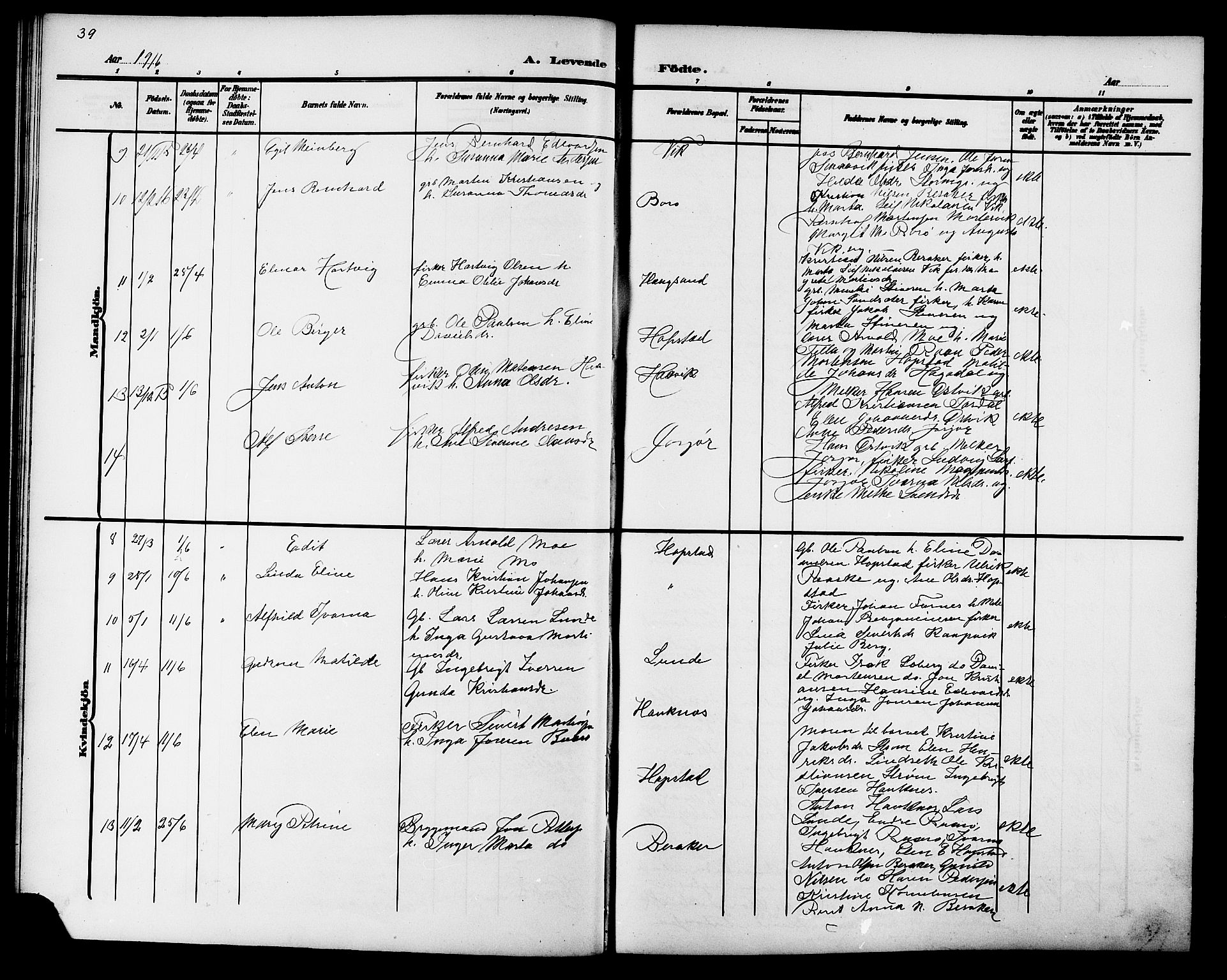 Ministerialprotokoller, klokkerbøker og fødselsregistre - Sør-Trøndelag, SAT/A-1456/657/L0717: Parish register (copy) no. 657C04, 1904-1923, p. 39