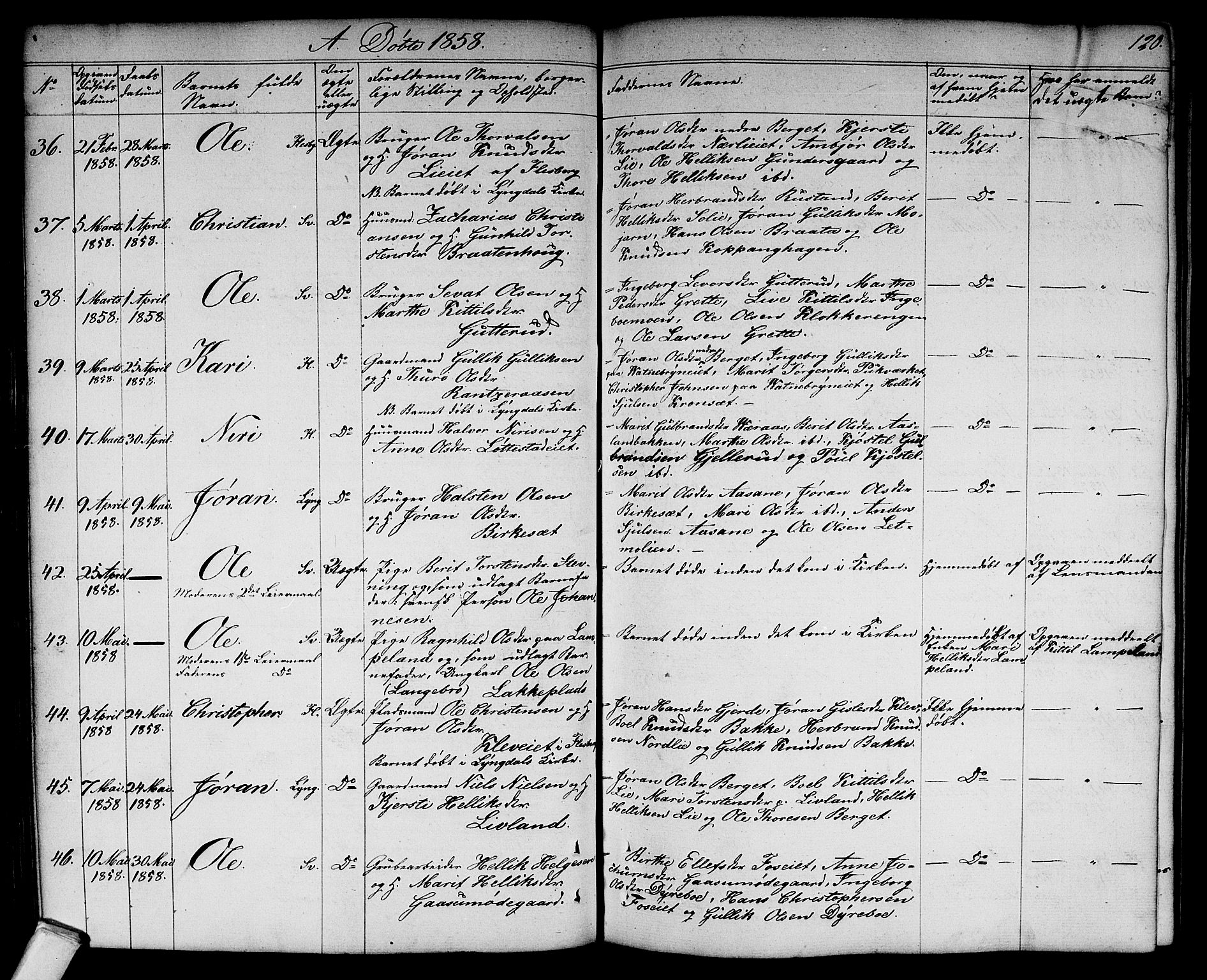 Flesberg kirkebøker, AV/SAKO-A-18/G/Ga/L0002: Parish register (copy) no. I 2, 1834-1860, p. 120