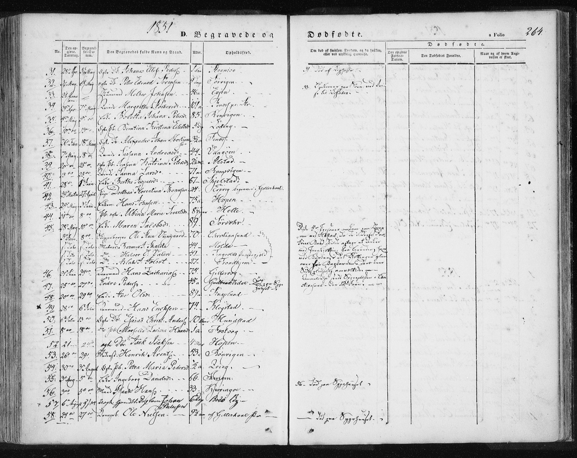 Ministerialprotokoller, klokkerbøker og fødselsregistre - Nordland, AV/SAT-A-1459/801/L0007: Parish register (official) no. 801A07, 1845-1863, p. 264