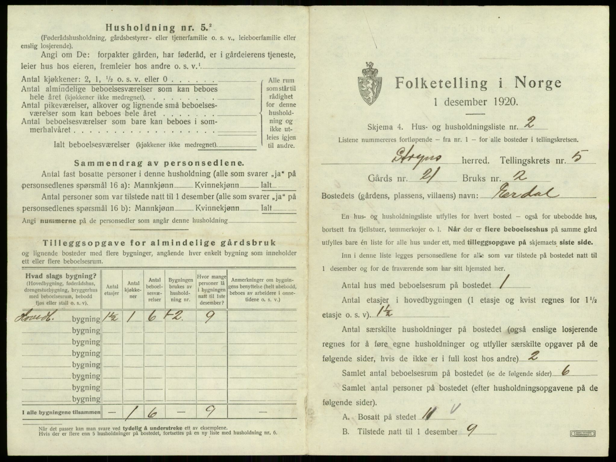 SAB, 1920 census for Stryn, 1920, p. 241