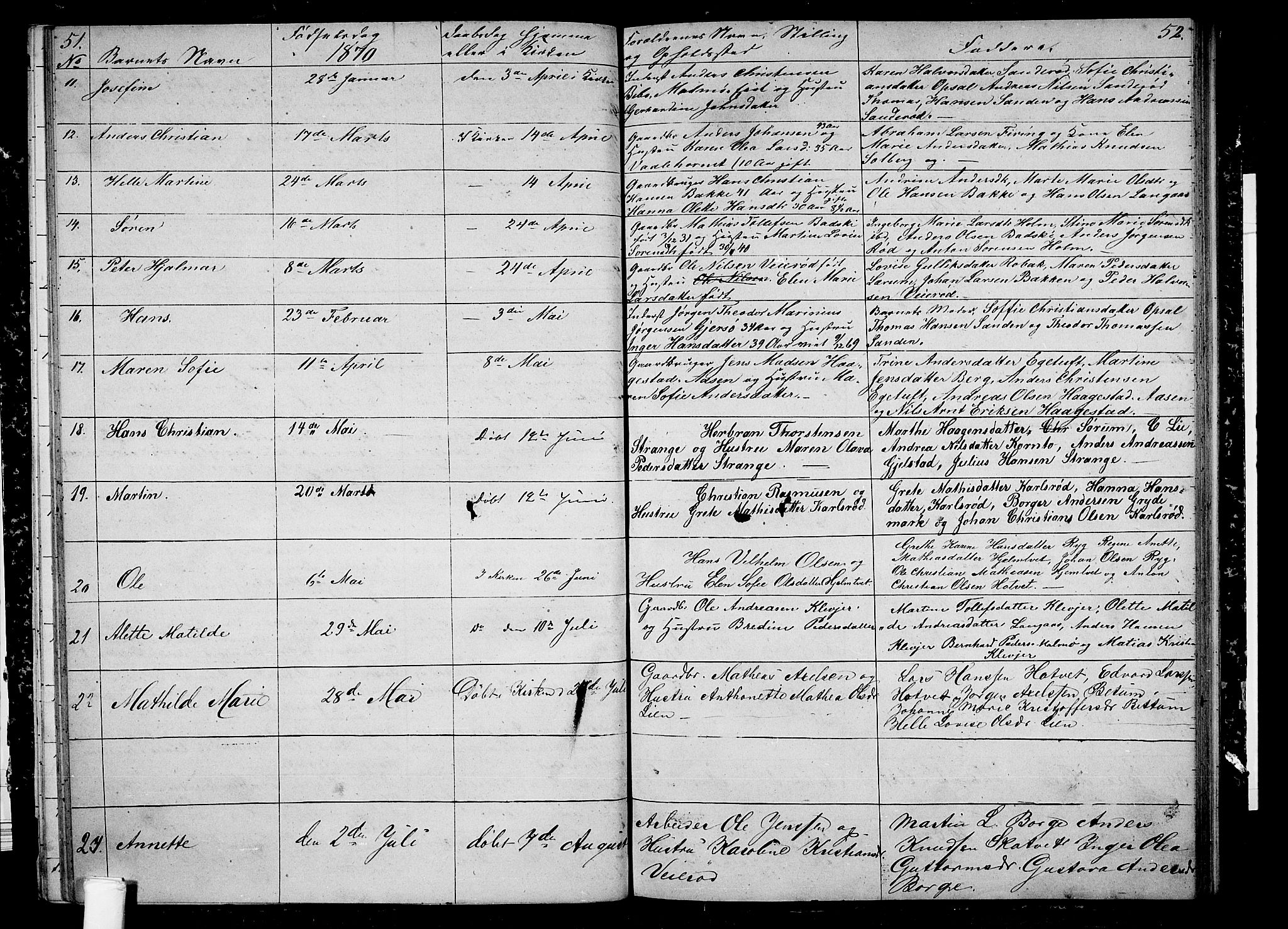 Våle kirkebøker, AV/SAKO-A-334/G/Ga/L0003: Parish register (copy) no. I 3, 1863-1874, p. 51-52