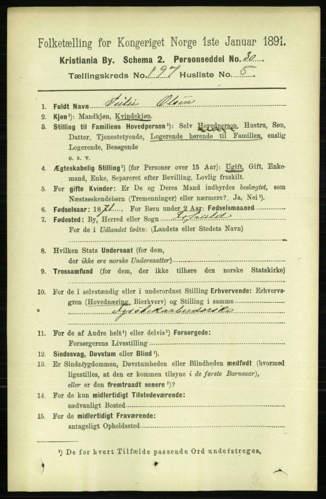 RA, 1891 census for 0301 Kristiania, 1891, p. 118919