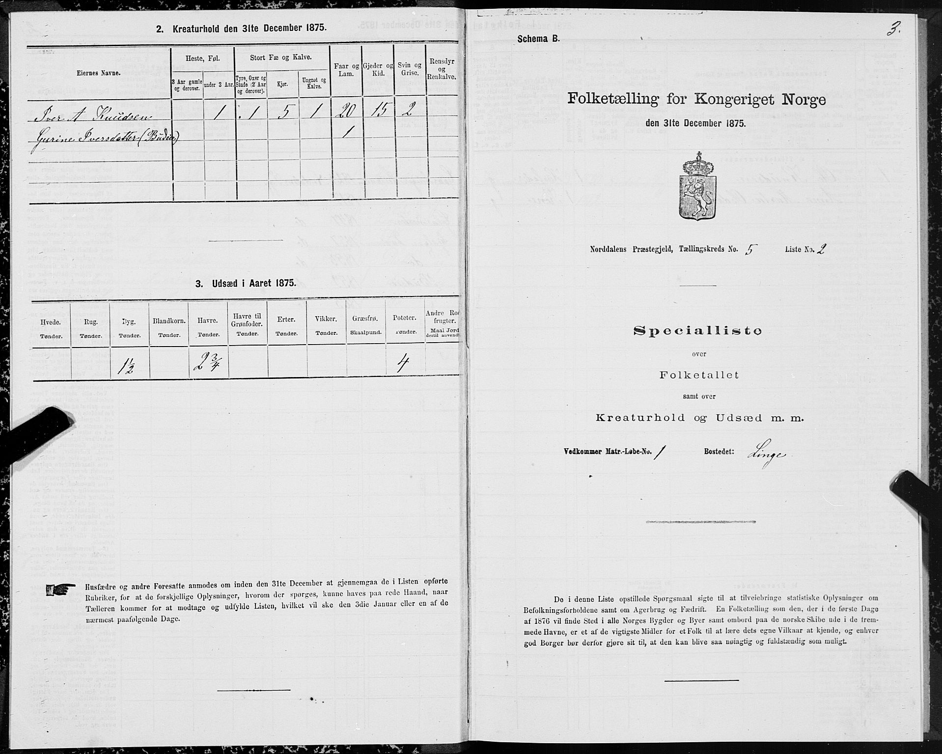 SAT, 1875 census for 1524P Norddal, 1875, p. 3003