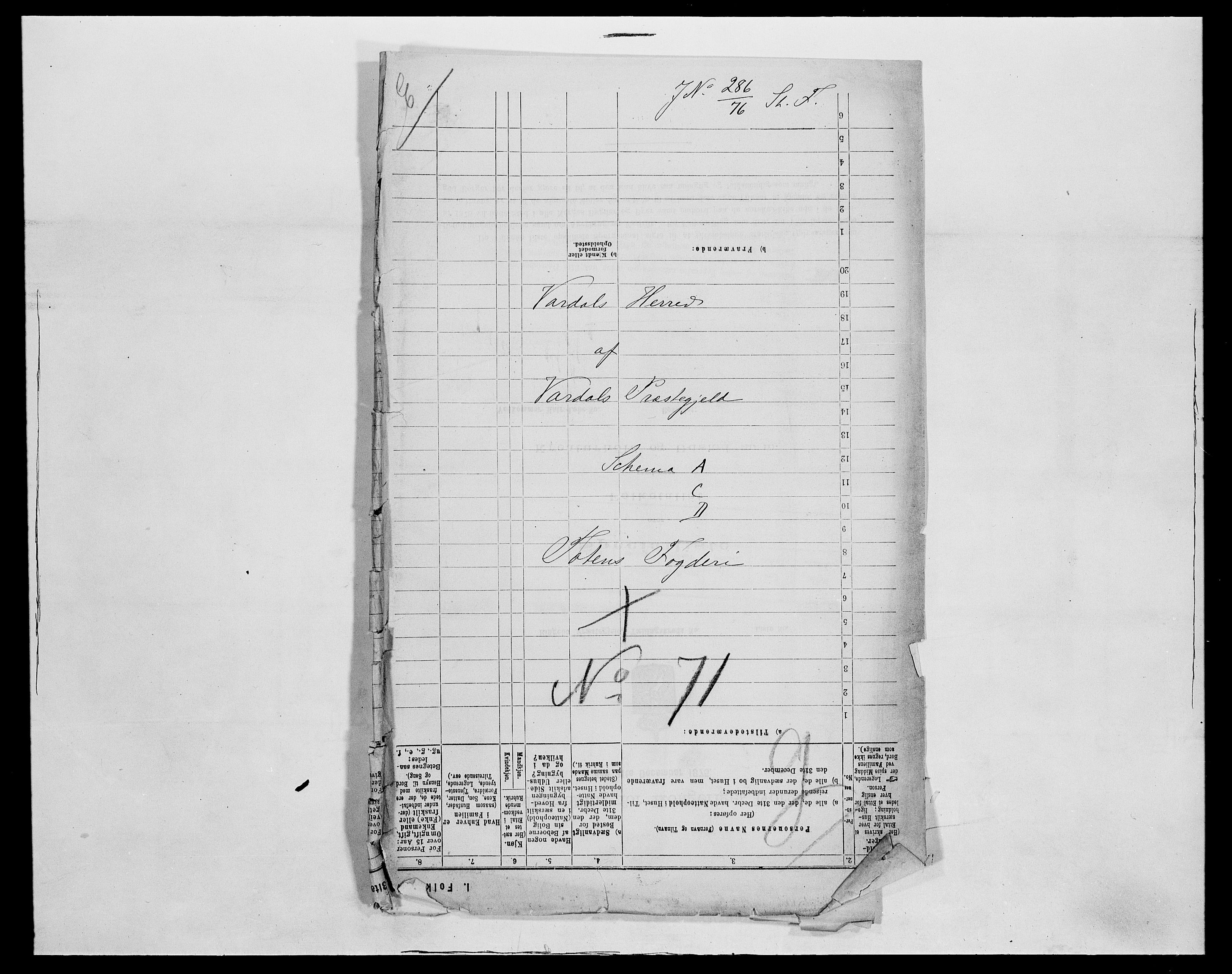 SAH, 1875 census for 0527L Vardal/Vardal og Hunn, 1875, p. 10