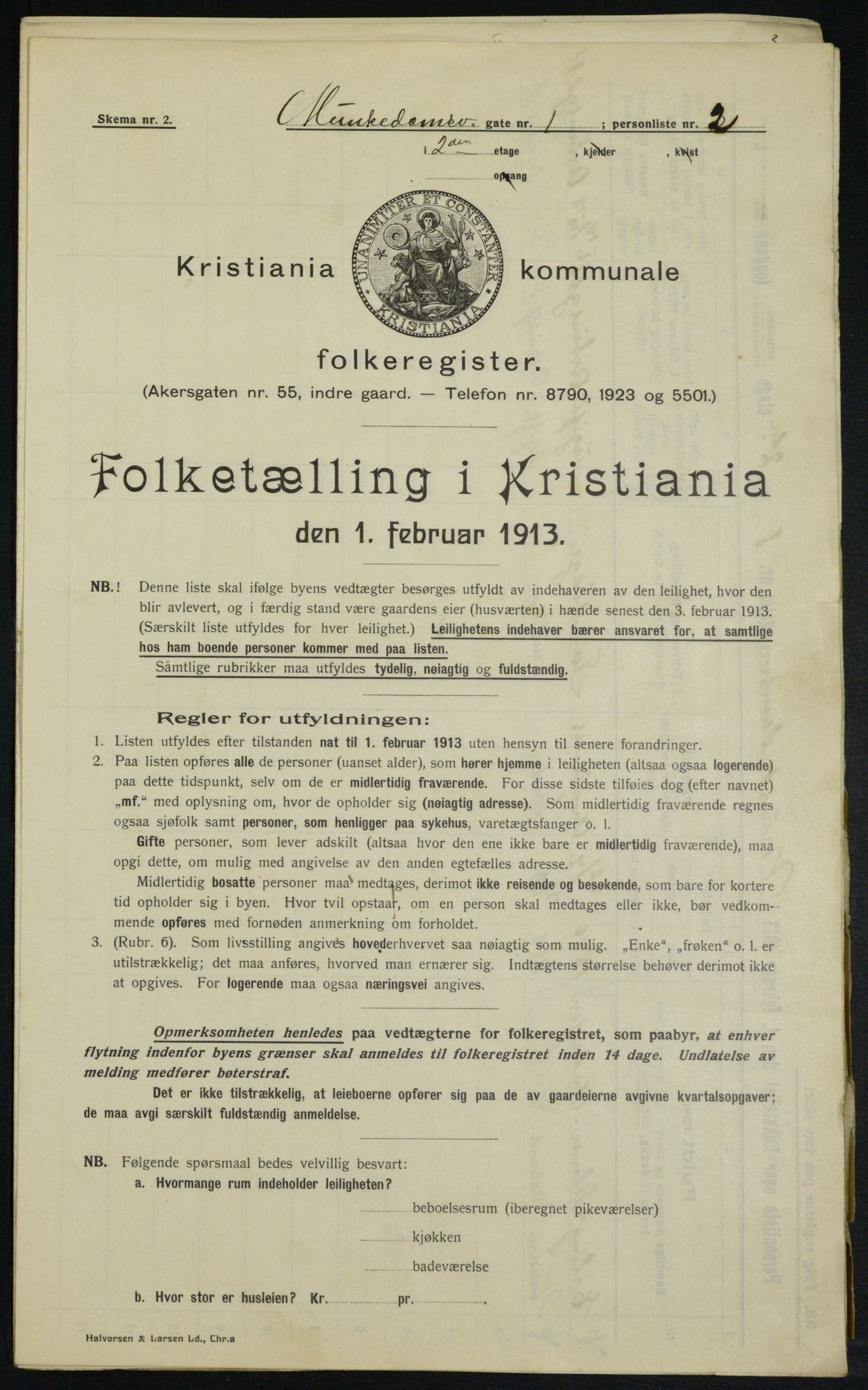 OBA, Municipal Census 1913 for Kristiania, 1913, p. 66634