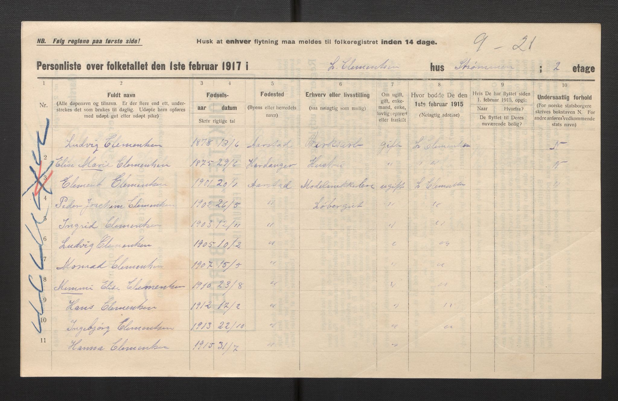 SAB, Municipal Census 1917 for Bergen, 1917, p. 50348