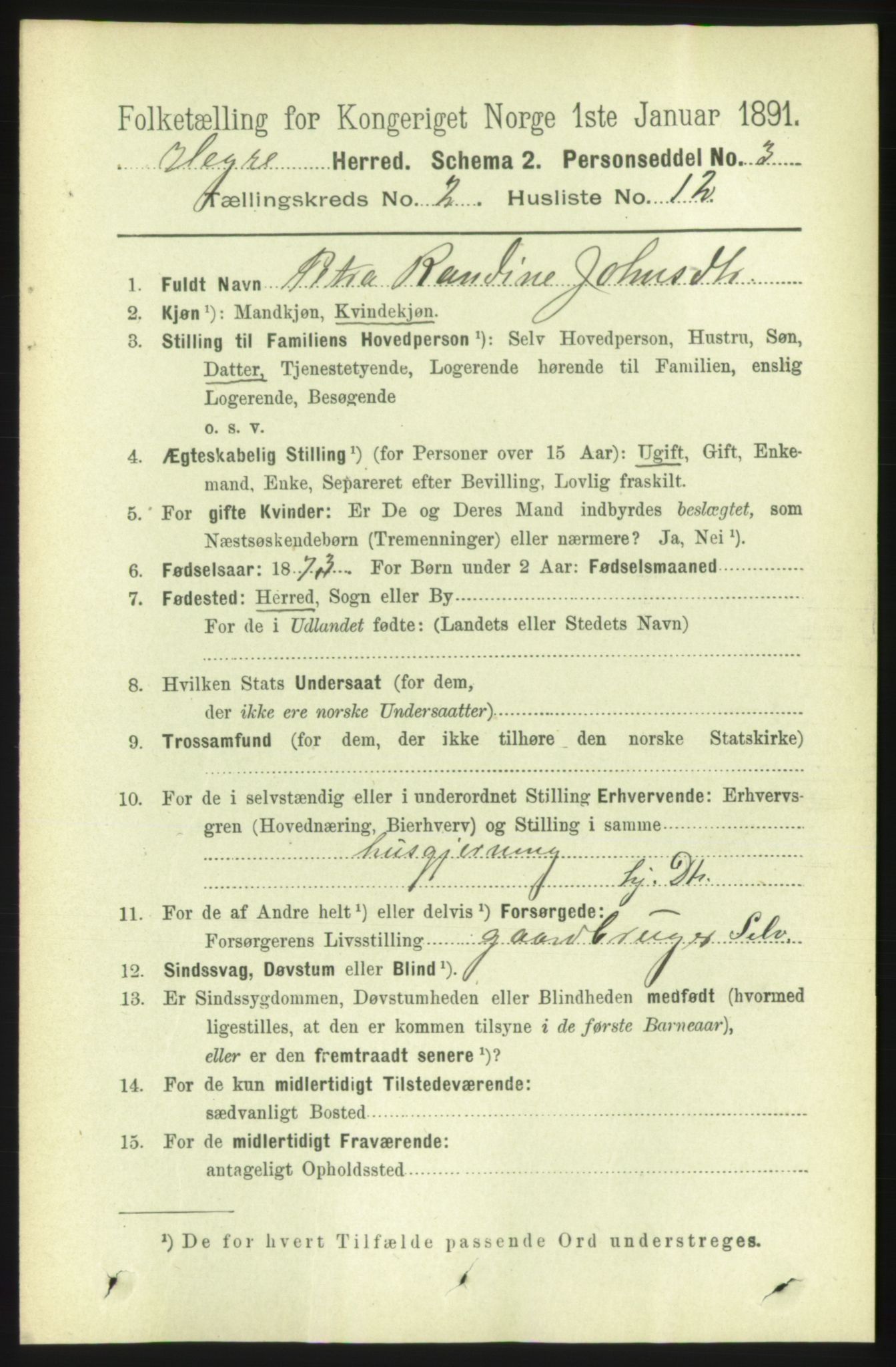 RA, 1891 census for 1712 Hegra, 1891, p. 576