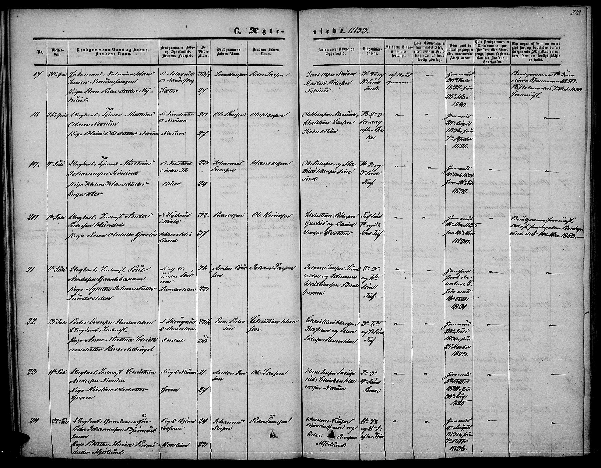 Vestre Toten prestekontor, AV/SAH-PREST-108/H/Ha/Haa/L0005: Parish register (official) no. 5, 1850-1855, p. 213