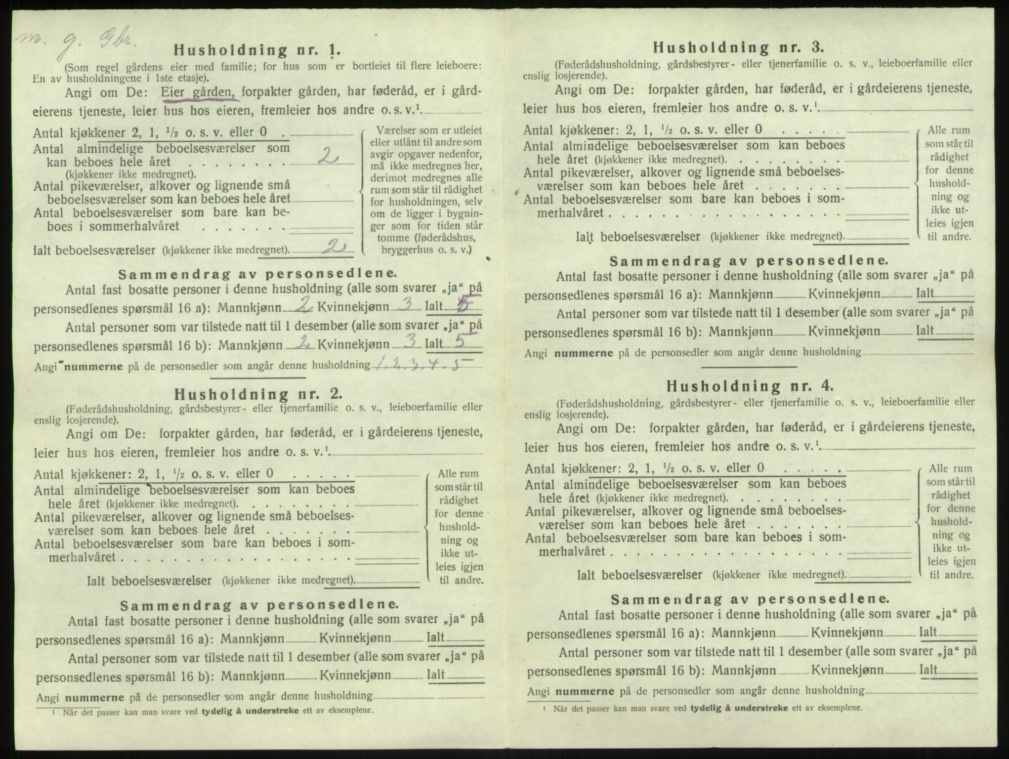 SAB, 1920 census for Brekke, 1920, p. 38