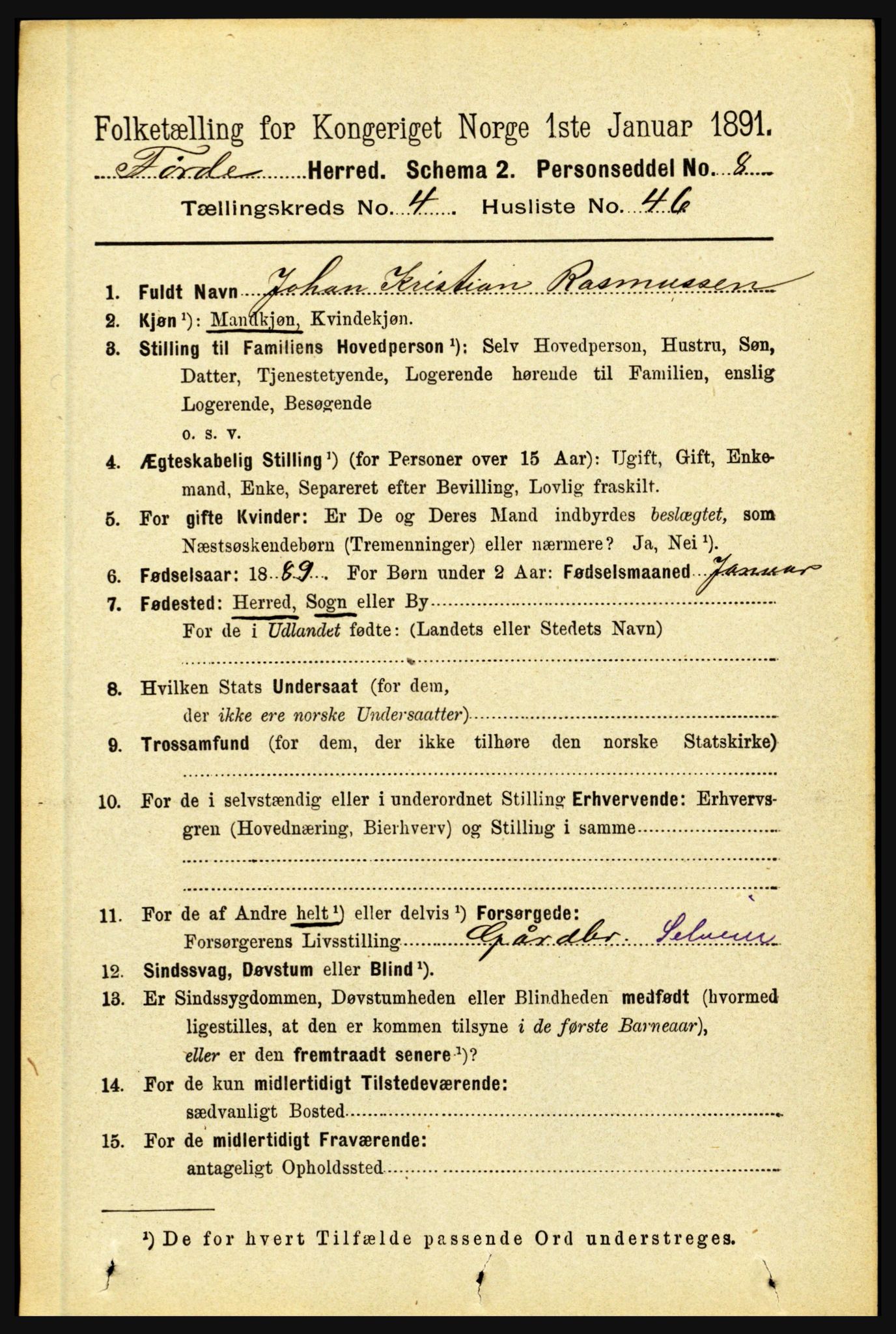 RA, 1891 census for 1432 Førde, 1891, p. 1326