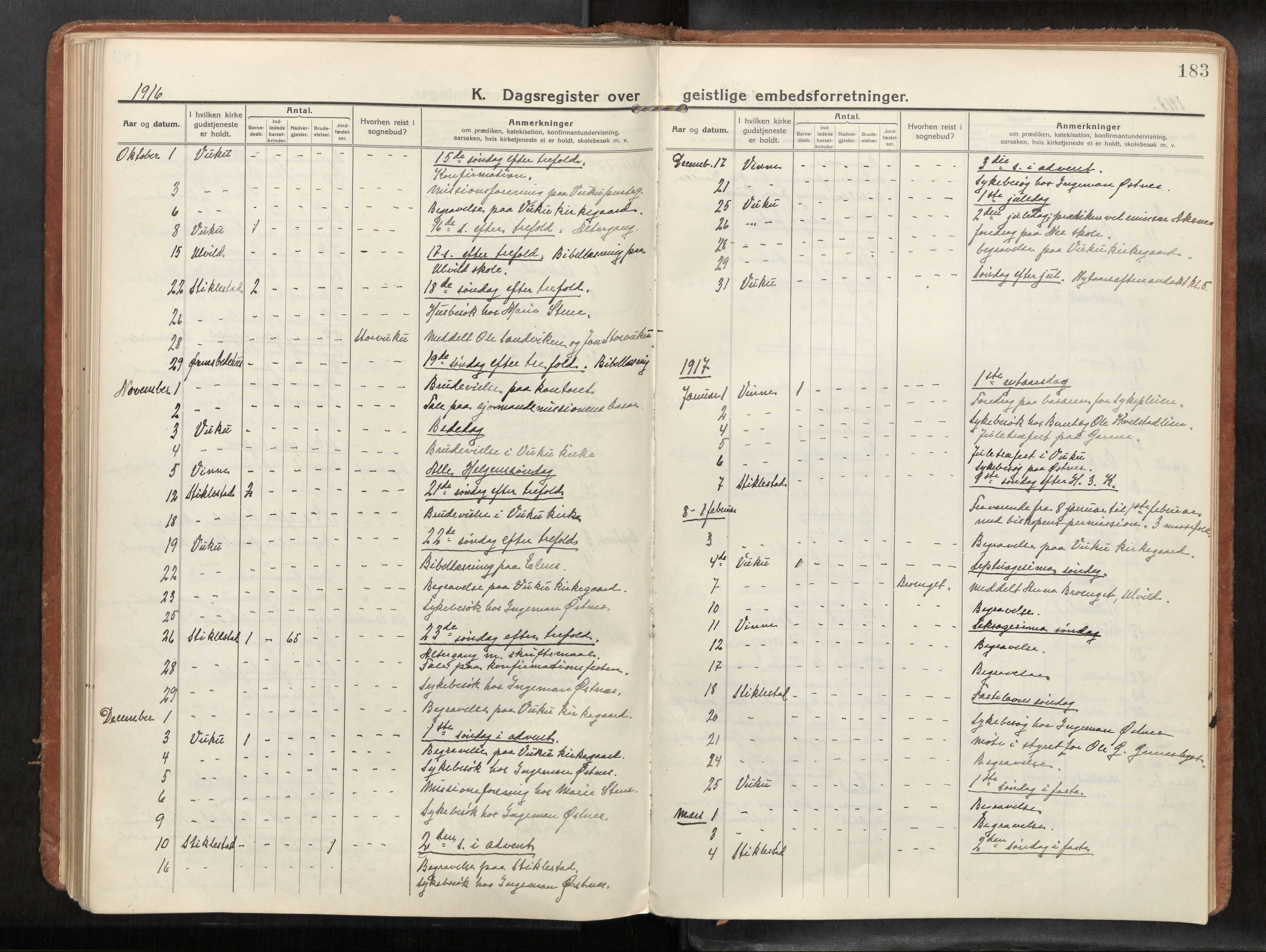 Verdal sokneprestkontor, SAT/A-1156/2/H/Haa/L0004: Parish register (official) no. 4, 1916-1928, p. 183