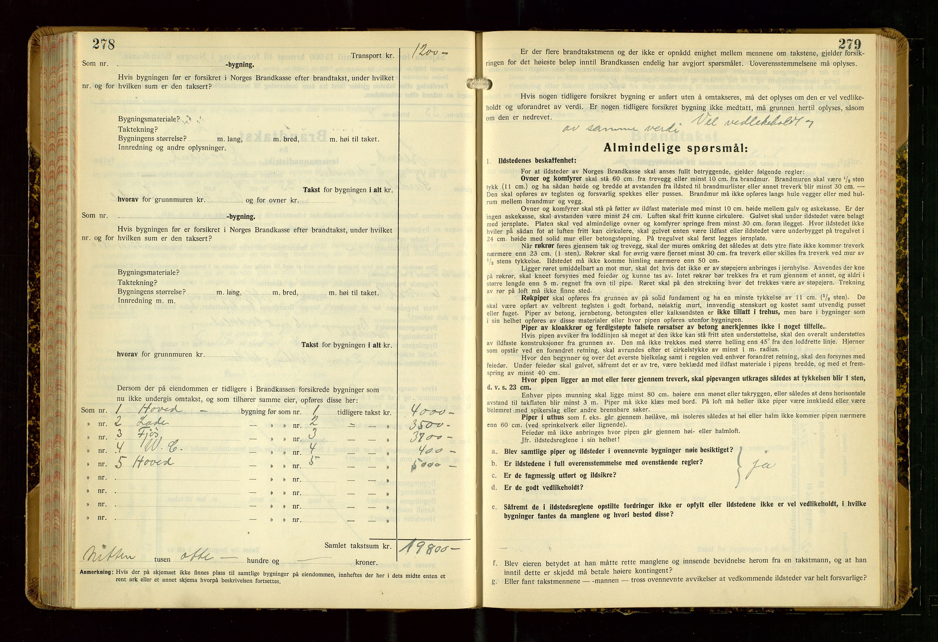 Lund lensmannskontor, AV/SAST-A-100303/Gob/L0006: "Brandtakstprotokoll", 1938-1951, p. 278-279