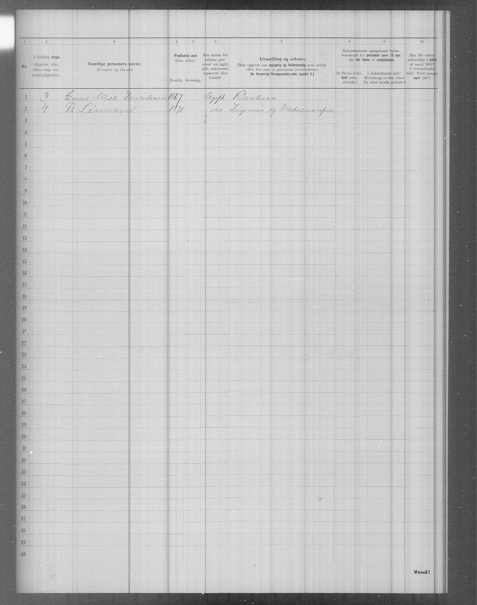 OBA, Municipal Census 1902 for Kristiania, 1902, p. 3316