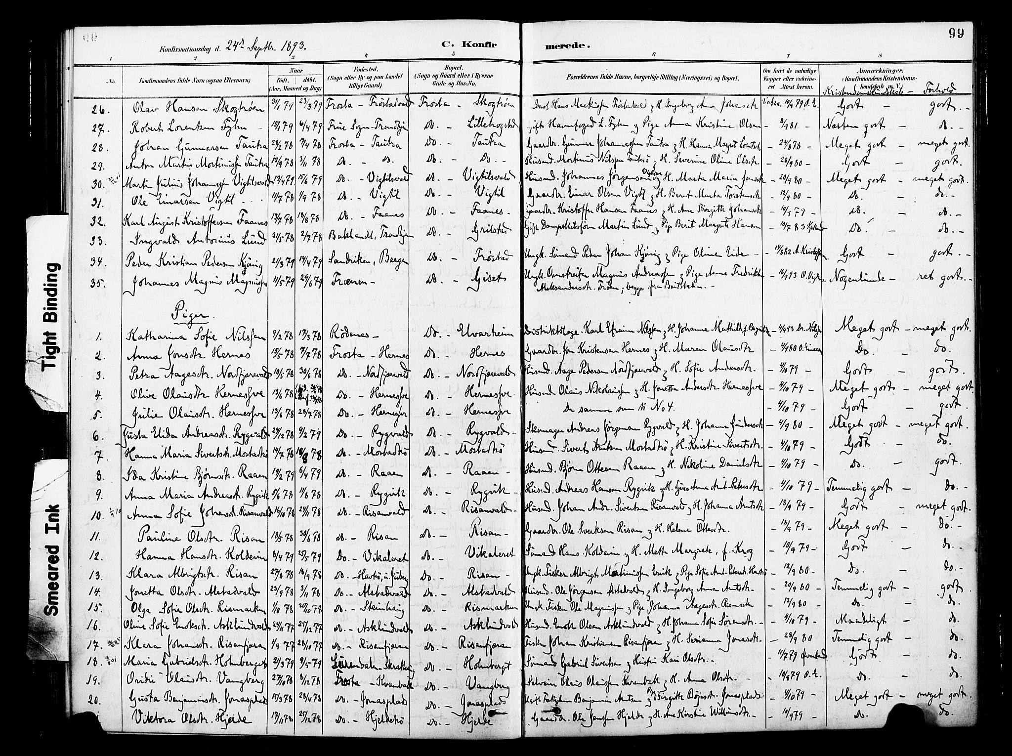 Ministerialprotokoller, klokkerbøker og fødselsregistre - Nord-Trøndelag, SAT/A-1458/713/L0121: Parish register (official) no. 713A10, 1888-1898, p. 99