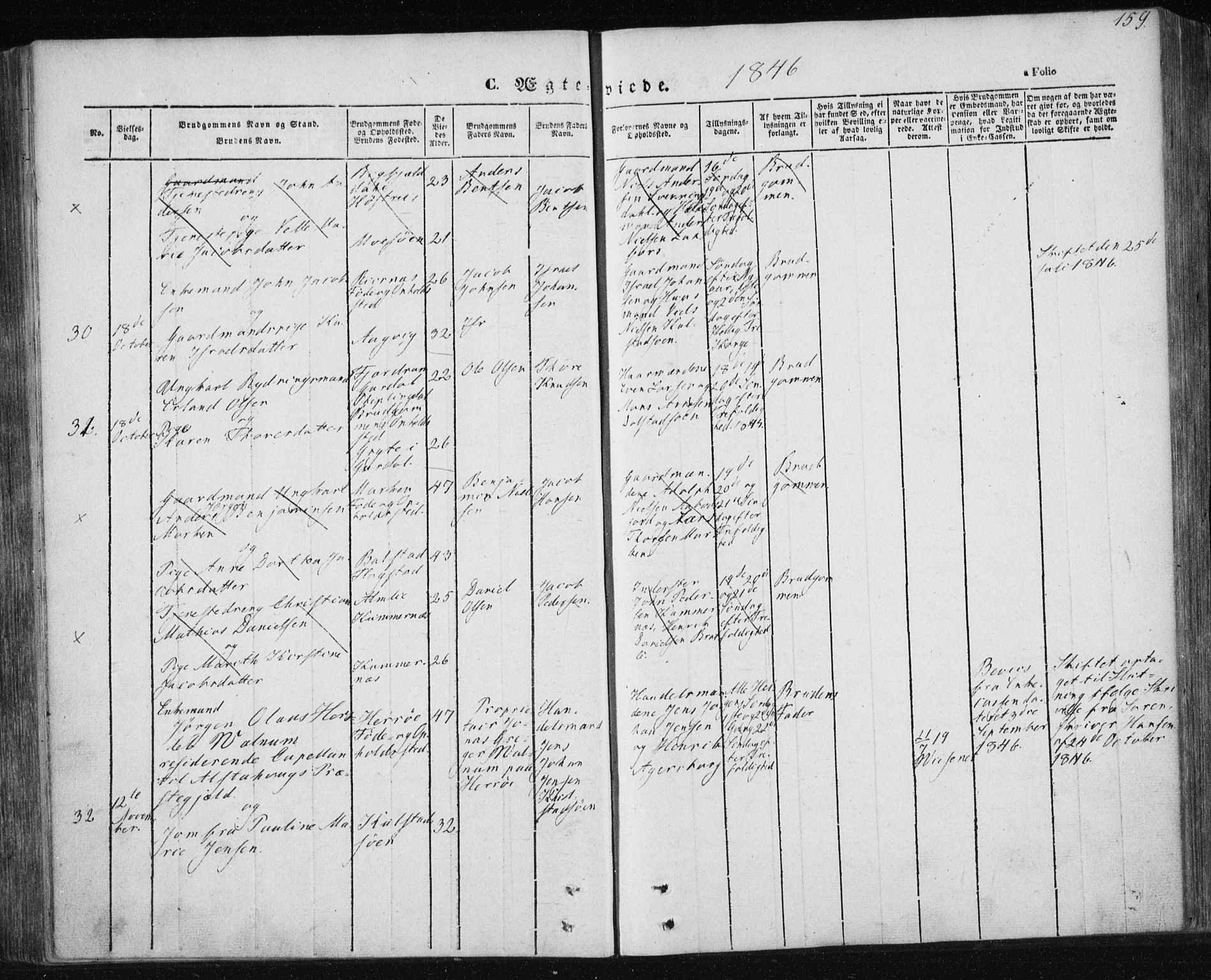 Ministerialprotokoller, klokkerbøker og fødselsregistre - Nordland, AV/SAT-A-1459/820/L0291: Parish register (official) no. 820A12, 1846-1854, p. 159