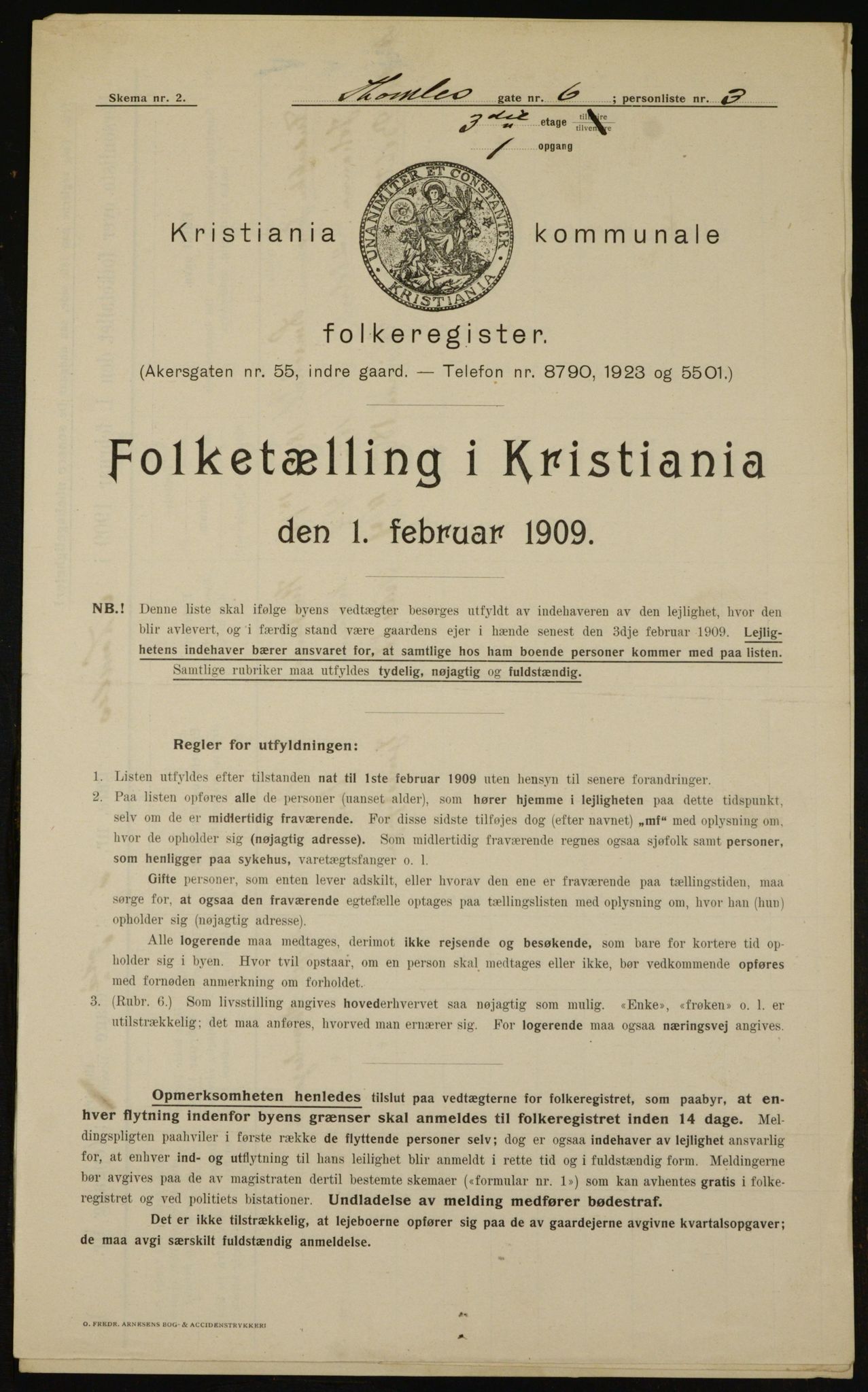 OBA, Municipal Census 1909 for Kristiania, 1909, p. 98994