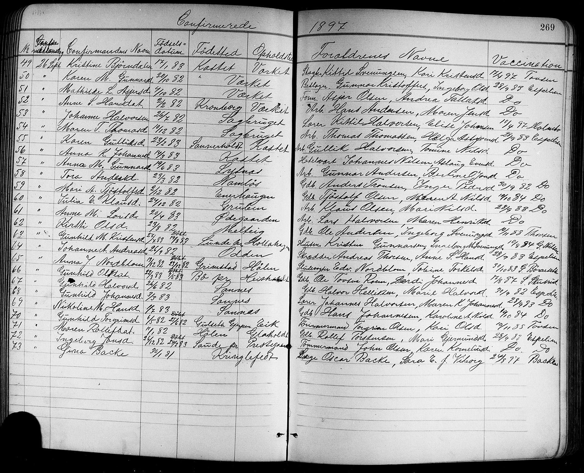 Holla kirkebøker, SAKO/A-272/G/Ga/L0005: Parish register (copy) no. I 5, 1891-1917, p. 269