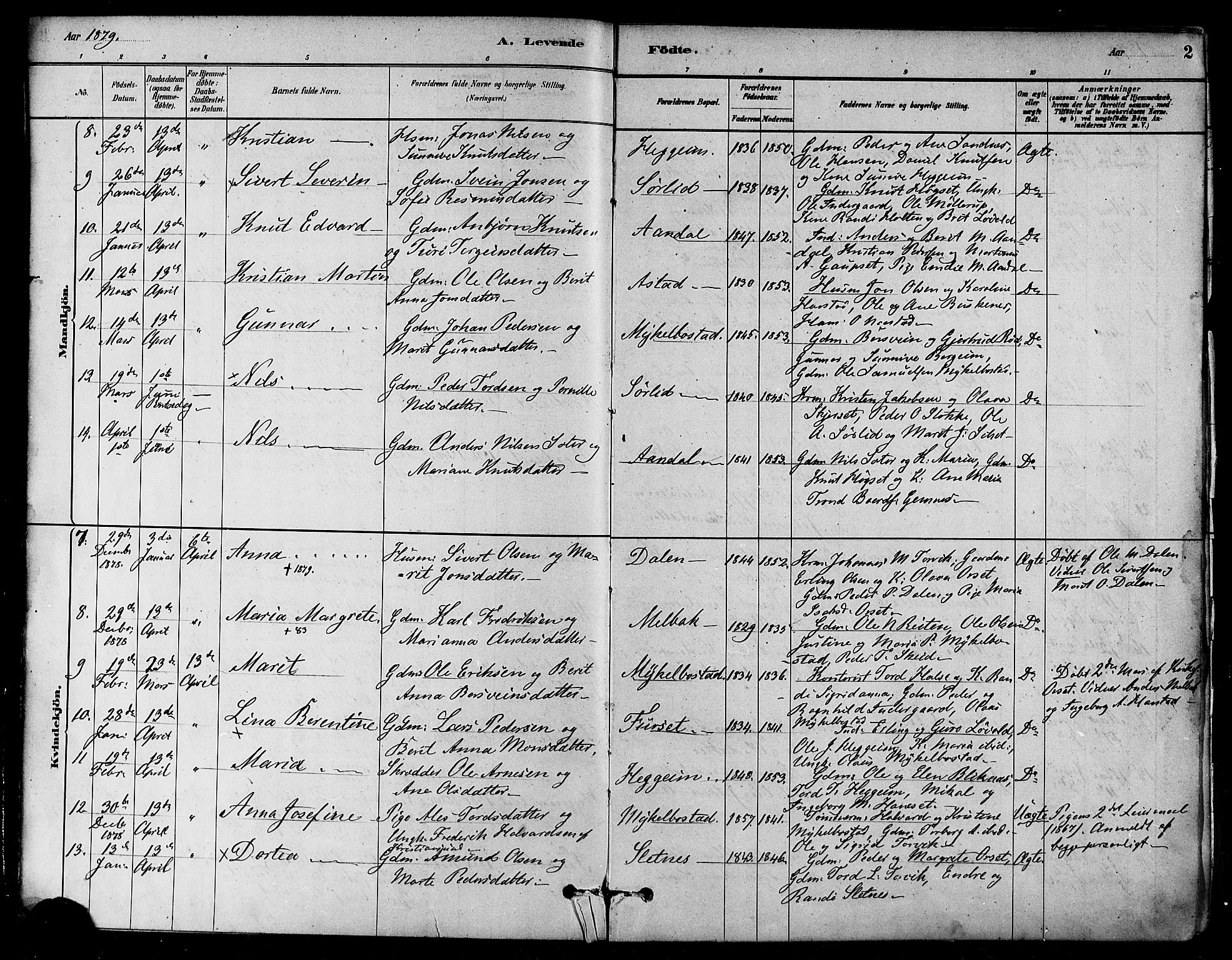 Ministerialprotokoller, klokkerbøker og fødselsregistre - Møre og Romsdal, AV/SAT-A-1454/584/L0967: Parish register (official) no. 584A07, 1879-1894, p. 2