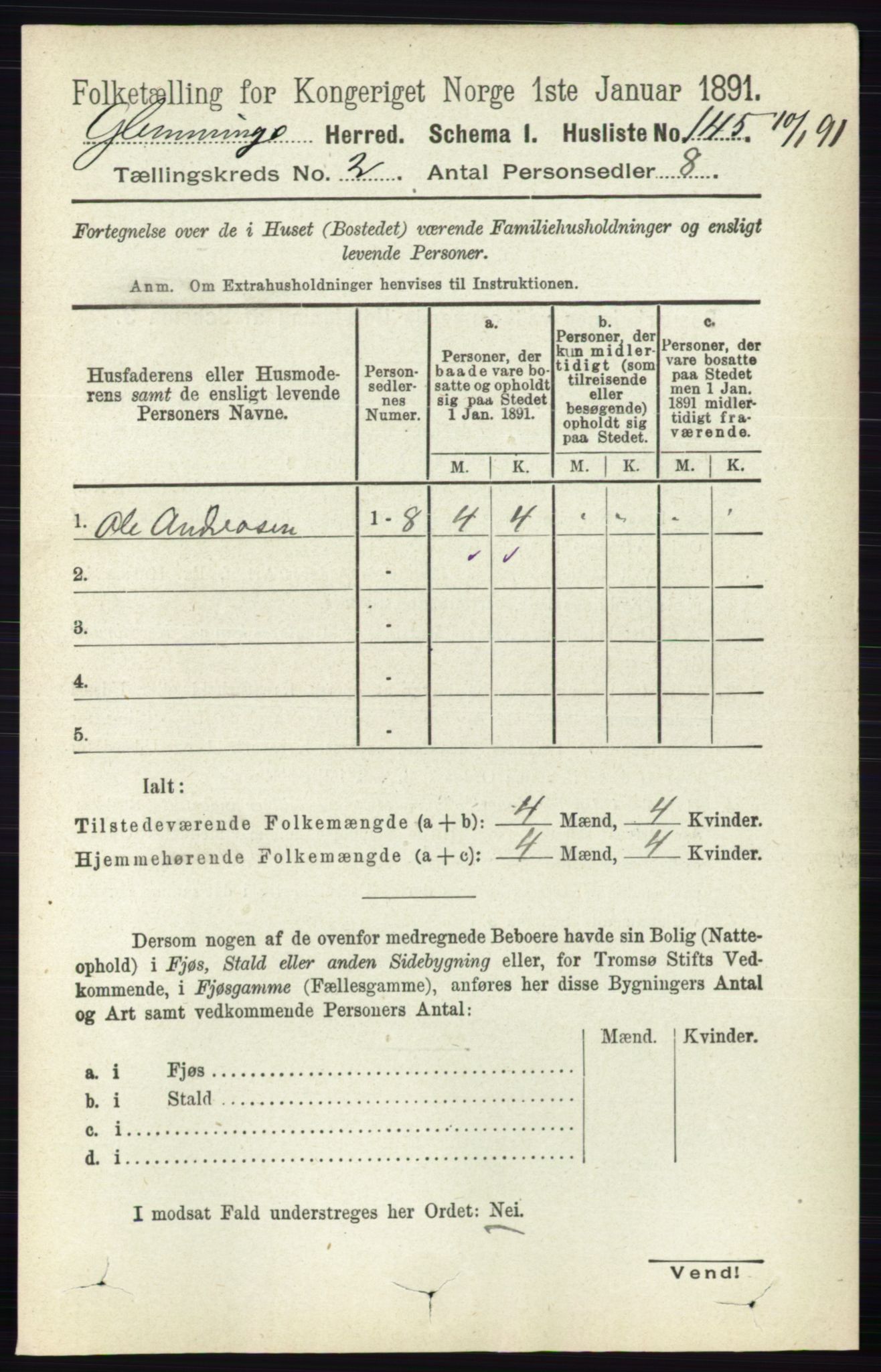 RA, 1891 census for 0132 Glemmen, 1891, p. 562